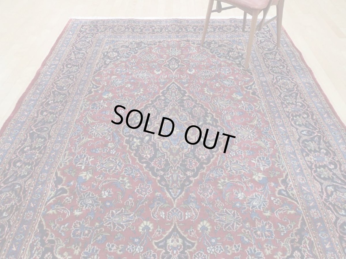 画像6: 良品 ペルシャ 絨毯 カシャーン リビング ダイニング 大判 3m 6畳 3人掛けソファ サイズ  290 x 200 cm z121 手織り トライバル ラグ 天然 ウール 敷物 マット カーペット 赤 オレンジ メダリオン ヴィンテージ ビンテージ (6)