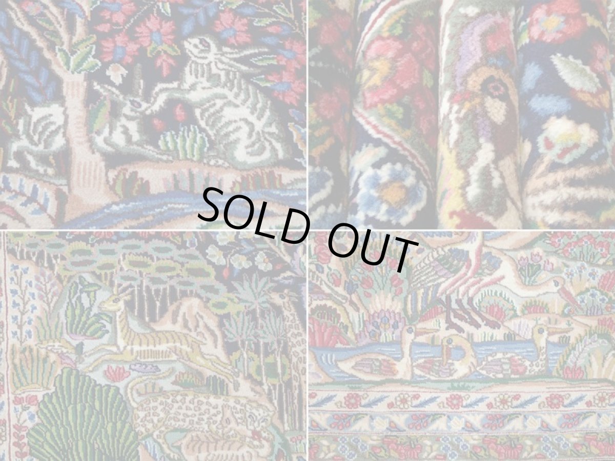 画像14: 極上美品 ペルシャ 絨毯 ケルマン 4m リビング ダイニング 13? 10帖 3人掛けソファ コーナーソファ 大判 サイズ 402 x 325 cm 200 天然 草木染 ウール 手織り トライバル ラグ ハンドメイド マット カーペット 紺 絨毯を埋め尽くす色鮮やかな花柄  ヴィンテージ ビンテージ (14)