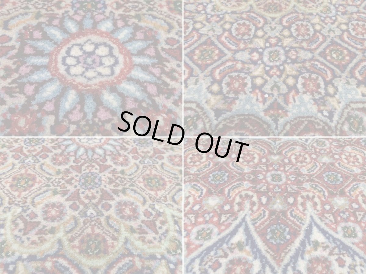 画像16: 極上美品 ペルシャ 絨毯 ムード リビング ダイニング サイズ 縦3.5m 8.5? 6畳 3人掛けソファ サイズ 356 x 240 cm 215 ウール シルク 天然 手織り トライバル ラグ 敷物 マット カーペット 紺 クリーム マヒ ヘラティ 柄 (16)