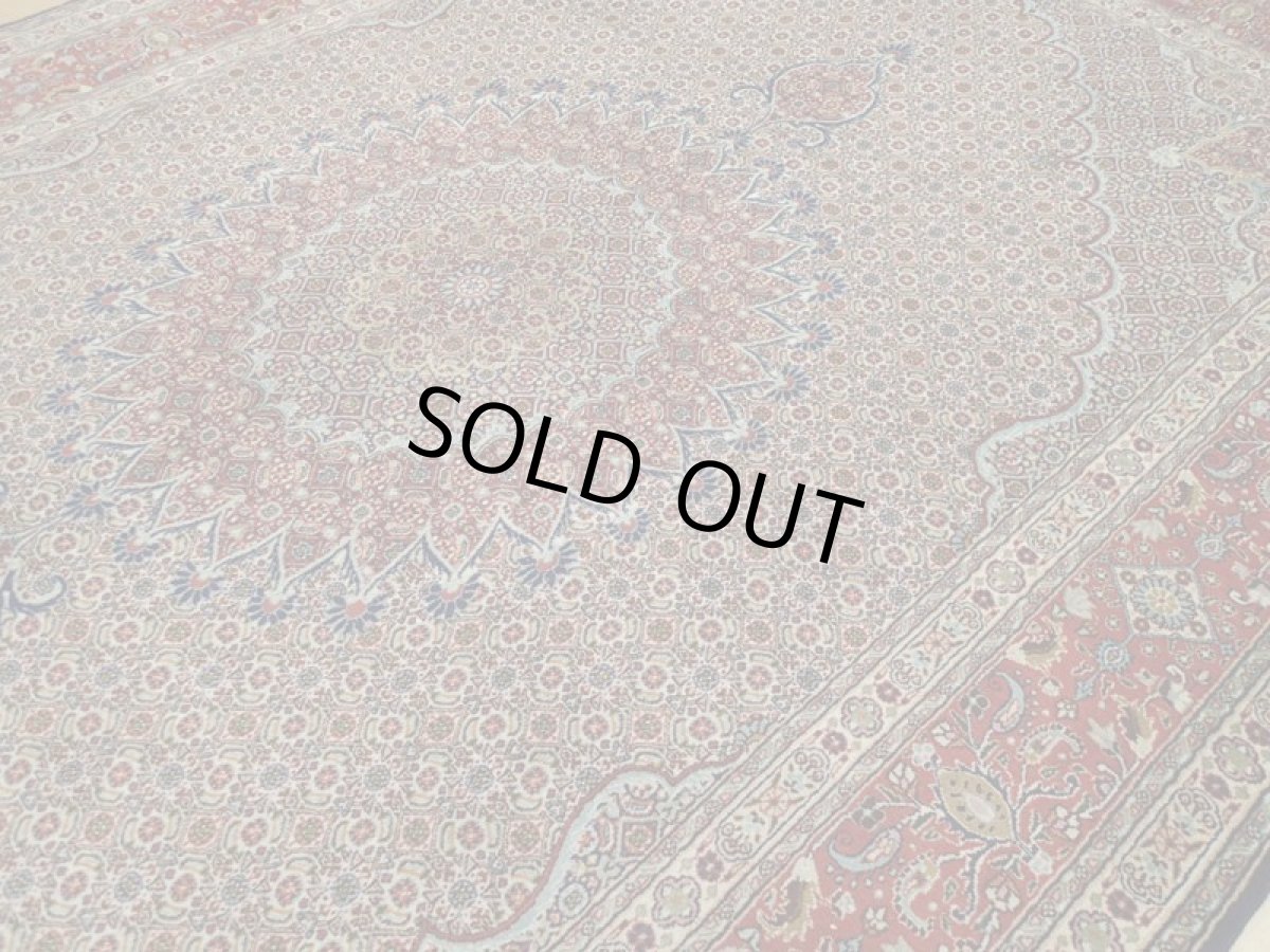 画像9: 極上美品 ペルシャ 絨毯 ムード リビング ダイニング サイズ 縦3.5m 8.5? 6畳 3人掛けソファ サイズ 356 x 240 cm 215 ウール シルク 天然 手織り トライバル ラグ 敷物 マット カーペット 紺 クリーム マヒ ヘラティ 柄 (9)