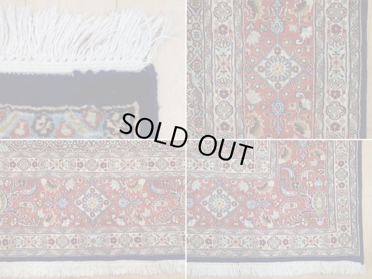 画像19: 極上美品 ペルシャ 絨毯 ムード リビング ダイニング サイズ 縦3.5m 8.5? 6畳 3人掛けソファ サイズ 356 x 240 cm 215 ウール シルク 天然 手織り トライバル ラグ 敷物 マット カーペット 紺 クリーム マヒ ヘラティ 柄 (19)