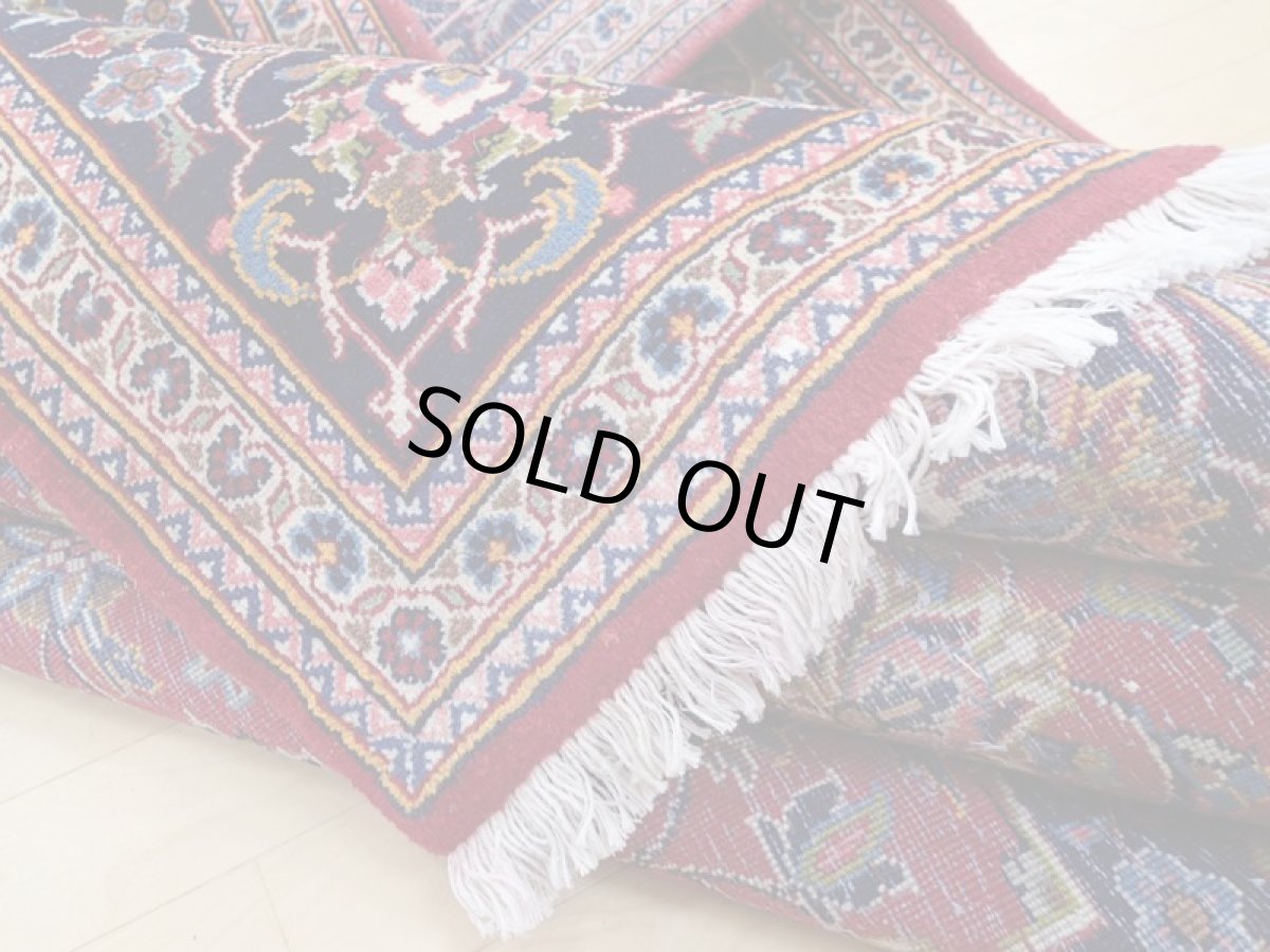 画像13: 良品 ペルシャ 絨毯 カシャーン リビング ダイニング 大判 縦3m 6? 6畳 3人掛けソファ サイズ  302 x 200 cm z114 手織り トライバル ラグ 天然 ウール 敷物 マット カーペット 赤 メダリオン ヴィンテージ ビンテージ (13)