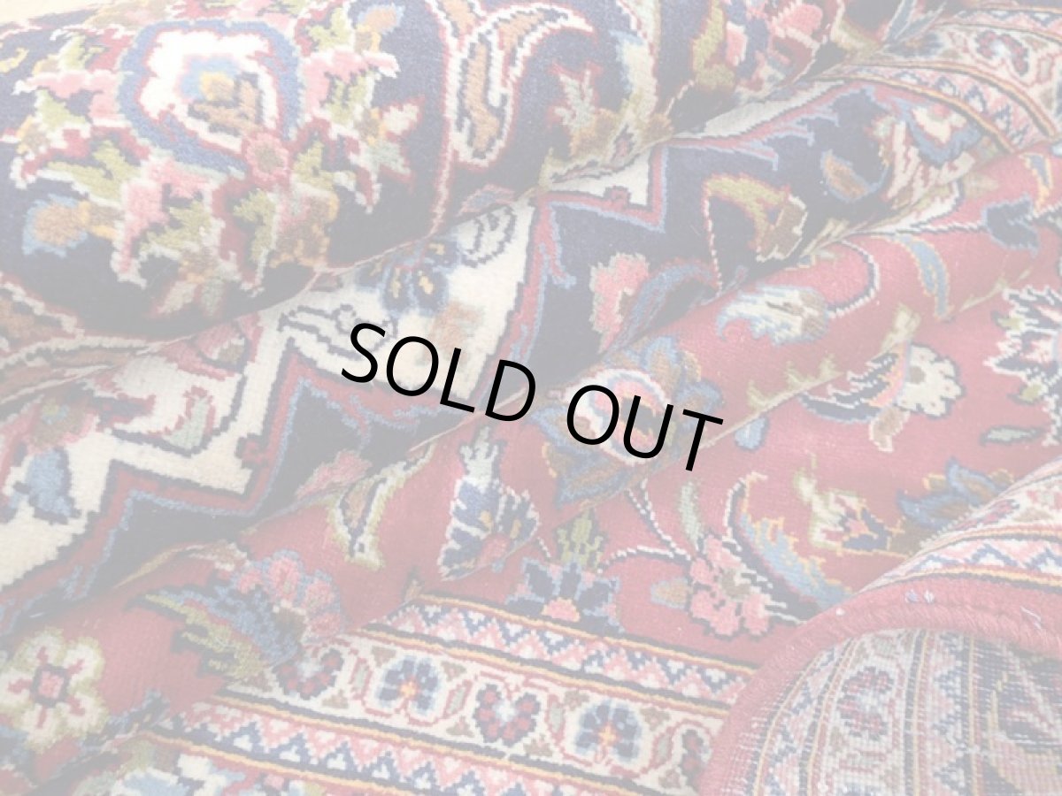 画像14: 良品 ペルシャ 絨毯 カシャーン リビング ダイニング 大判 縦3m 6? 6畳 3人掛けソファ サイズ  302 x 200 cm z114 手織り トライバル ラグ 天然 ウール 敷物 マット カーペット 赤 メダリオン ヴィンテージ ビンテージ (14)