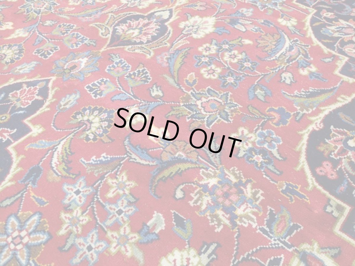 画像9: 良品 ペルシャ 絨毯 カシャーン リビング ダイニング 大判 縦3m 6? 6畳 3人掛けソファ サイズ  302 x 200 cm z114 手織り トライバル ラグ 天然 ウール 敷物 マット カーペット 赤 メダリオン ヴィンテージ ビンテージ (9)