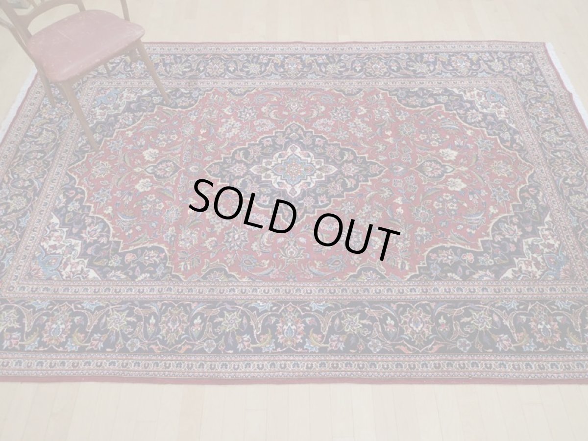 画像3: 良品 ペルシャ 絨毯 カシャーン リビング ダイニング 大判 縦3m 6? 6畳 3人掛けソファ サイズ  302 x 200 cm z114 手織り トライバル ラグ 天然 ウール 敷物 マット カーペット 赤 メダリオン ヴィンテージ ビンテージ (3)