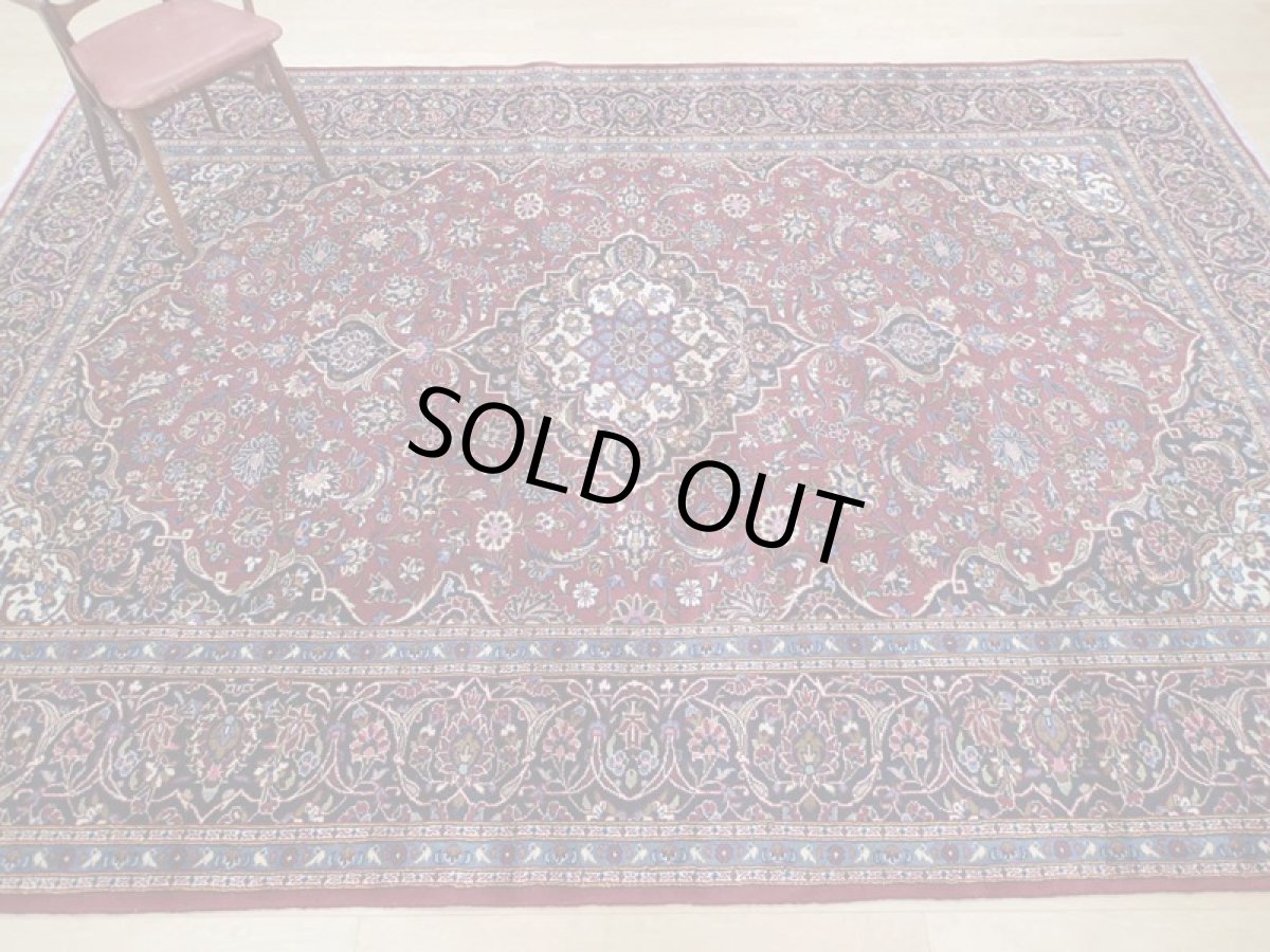 画像3: 良品 ペルシャ 絨毯 カシャーン リビング ダイニング 大判 縦3.7m 9.5? 8〜10畳 3人掛けソファ サイズ  365 x 260 cm z127 手織り トライバル ラグ 天然 ウール 敷物 マット カーペット 赤 メダリオン ヴィンテージ ビンテージ (3)