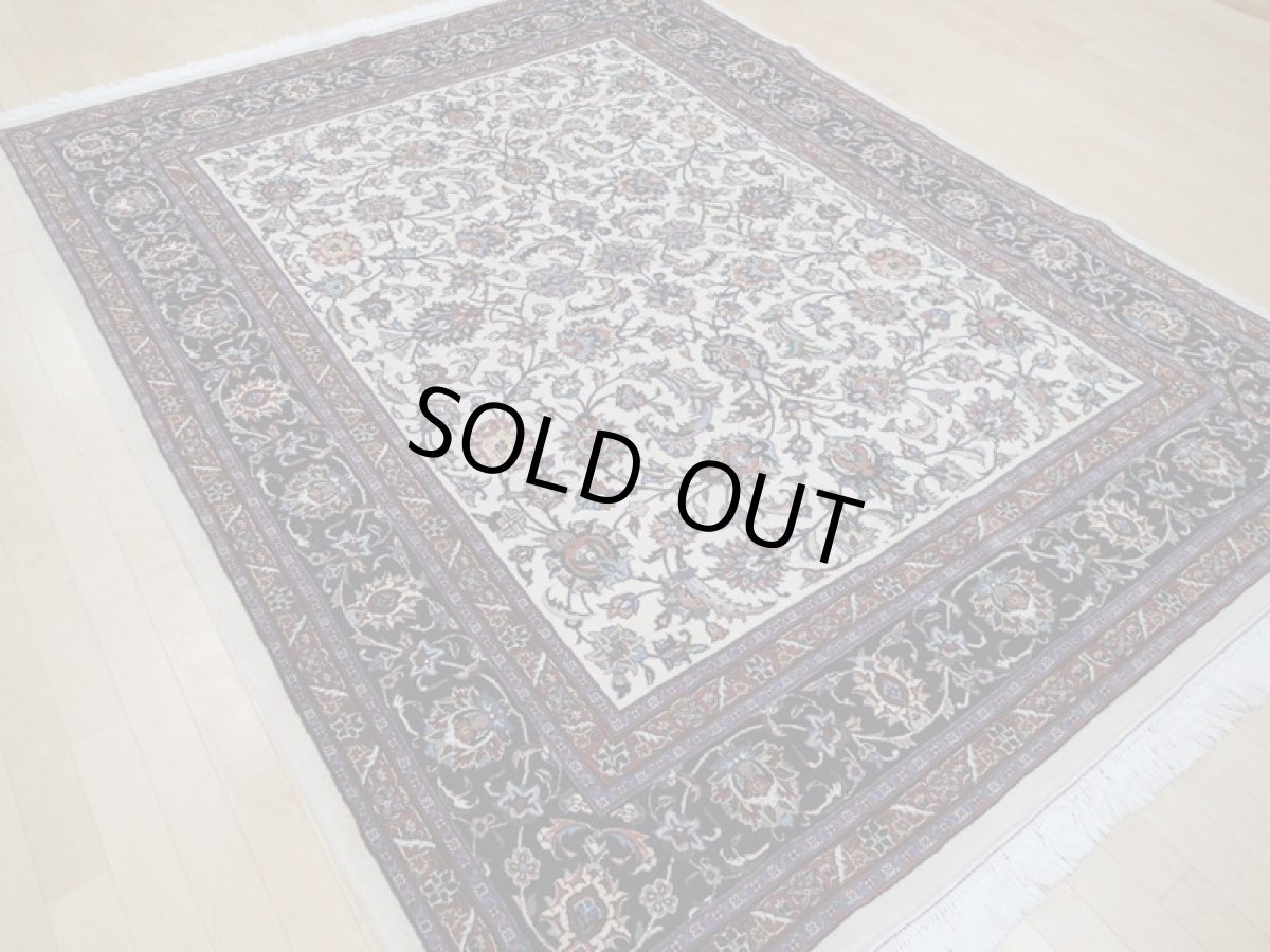 画像5: 美品 ペルシャ 絨毯 マシュハド産 シェルキャットファルシュ製 イマームレザモスク絨毯 リビング ダイニング 縦2.7m 5.3? 4.5〜6畳 3人掛けソファ サイズ  263 x 200 cm No.201 天然 肉厚 ウール シルク 手織り トライバル ラグ 敷物 マット カーペット (5)