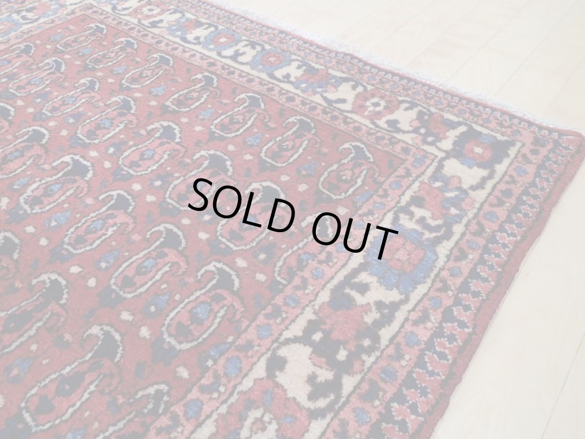 画像7: 良品 経年60年程度 ペルシャ 絨毯 バクティヤリ 縦1.8m 2? センター ラグ ベッドサイド 2人掛けソファ サイズ 180 x 106 cm 155 天然 草木染 ウール 手織り ハンドメイド カーペット 敷物 ボテ ペイズリー 柄 ヴィンテージ b-155-180106s003 (7)