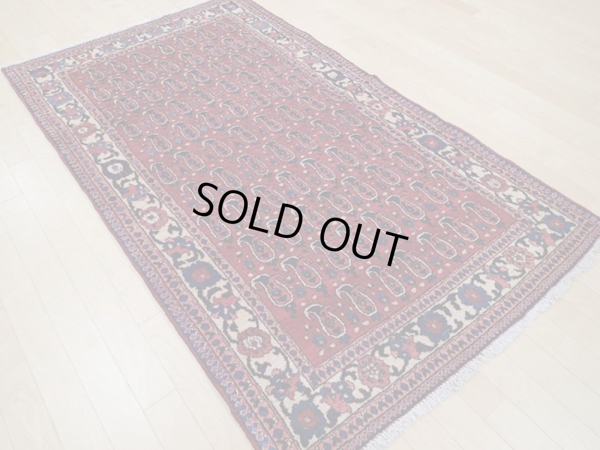 画像3: 良品 経年60年程度 ペルシャ 絨毯 バクティヤリ 縦1.8m 2? センター ラグ ベッドサイド 2人掛けソファ サイズ 180 x 106 cm 155 天然 草木染 ウール 手織り ハンドメイド カーペット 敷物 ボテ ペイズリー 柄 ヴィンテージ b-155-180106s003 (3)