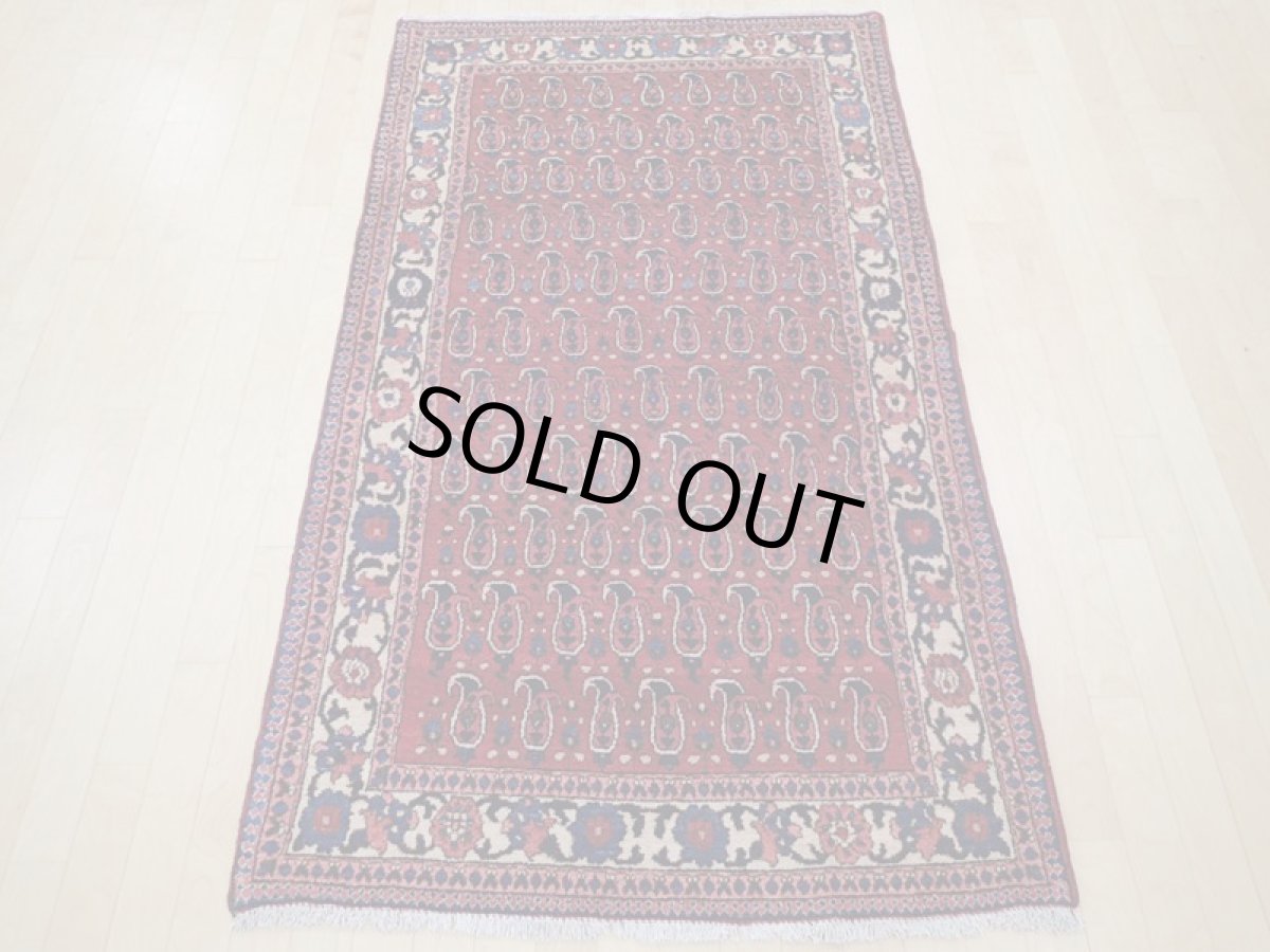 画像4: 良品 経年60年程度 ペルシャ 絨毯 バクティヤリ 縦1.8m 2? センター ラグ ベッドサイド 2人掛けソファ サイズ 180 x 106 cm 155 天然 草木染 ウール 手織り ハンドメイド カーペット 敷物 ボテ ペイズリー 柄 ヴィンテージ b-155-180106s003 (4)