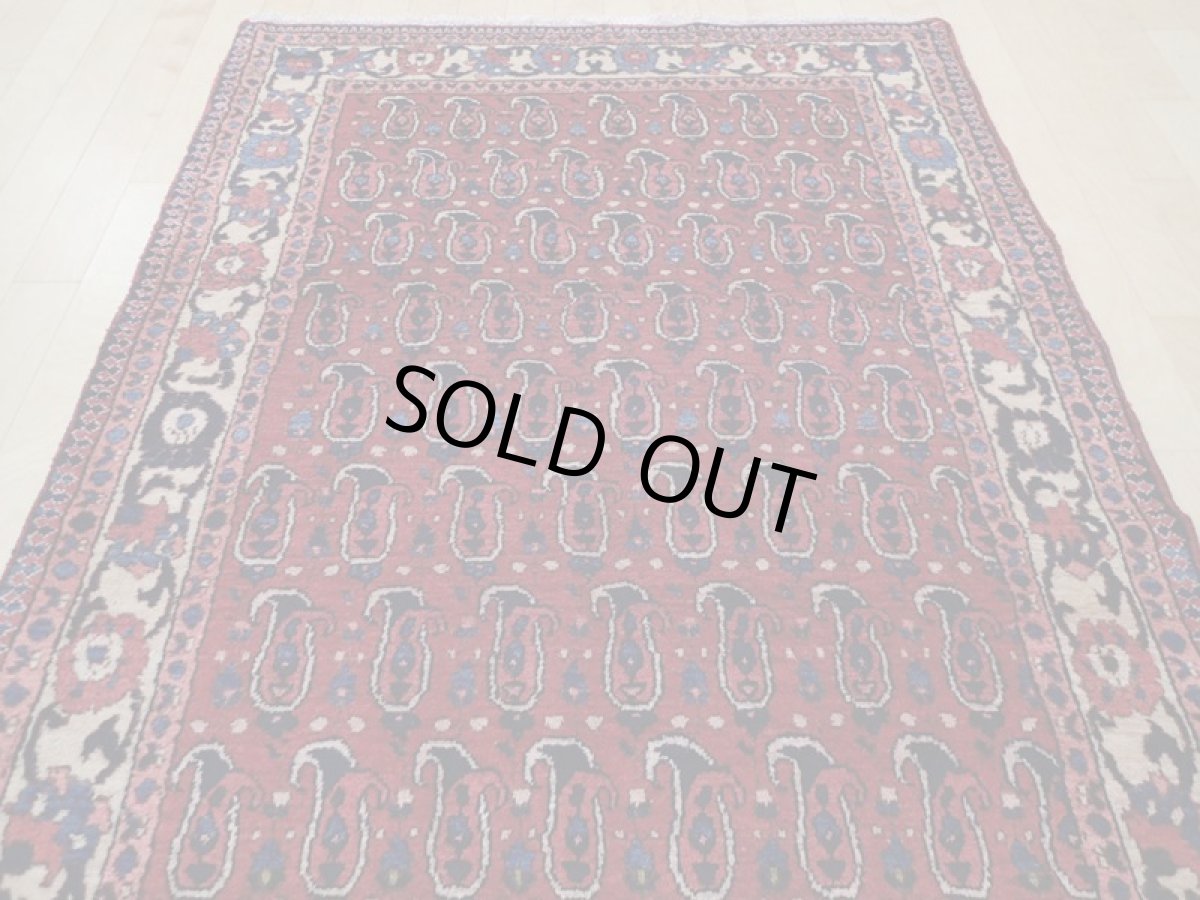 画像5: 良品 経年60年程度 ペルシャ 絨毯 バクティヤリ 縦1.8m 2? センター ラグ ベッドサイド 2人掛けソファ サイズ 180 x 106 cm 155 天然 草木染 ウール 手織り ハンドメイド カーペット 敷物 ボテ ペイズリー 柄 ヴィンテージ b-155-180106s003 (5)