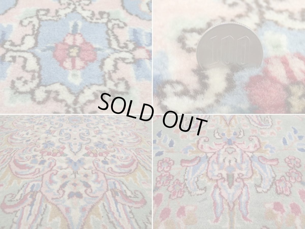 画像16: 美品 ペルシャ 絨毯 ケルマン産 工房名入 縦4m 横2.7m リビング ダイニング 10㎡ 10帖 3人掛けソファ コーナーソファ 大判 サイズ 398 x 268 cm No.202 天然 肉厚 ウール 手織り トライバル ラグ ハンドメイド マット カーペット エメラルドグリーン ヴィンテージ ビンテージ a-202-398268s0501-0051 (16)