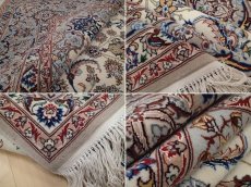 画像18: 極上美品 ペルシャ 絨毯 イスファハン 工房名入 縦2.4m 3.4? 3帖 リビング ダイニング 2〜3人掛けソファ サイズ 232 x 146 cm No.209 天然 草木染 コルク ウール シルク 織 シルク房 手織り トライバル ラグ ハンドメイド マット カーペット クリーム ヴィンテージ ビンテージ (18)