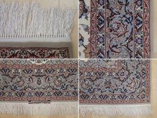 画像19: 極上美品 ペルシャ 絨毯 イスファハン 工房名入 縦2.4m 3.4? 3帖 リビング ダイニング 2〜3人掛けソファ サイズ 232 x 146 cm No.209 天然 草木染 コルク ウール シルク 織 シルク房 手織り トライバル ラグ ハンドメイド マット カーペット クリーム ヴィンテージ ビンテージ (19)