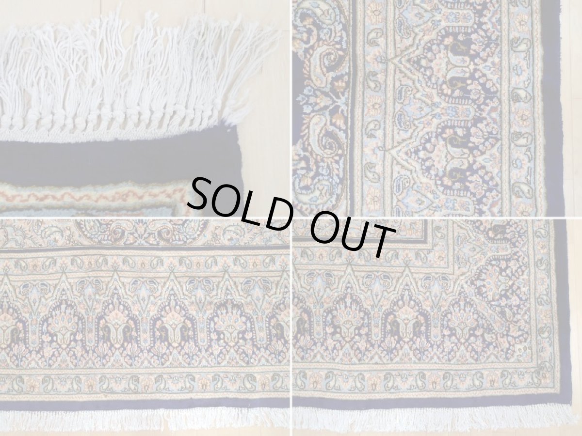 画像19: 美品 ペルシャ 絨毯 ケルマン産 縦3.3m 10? 8〜10帖 正方形 スクエアタイプ リビング ダイニング  3人掛けソファ コーナーソファ 大判 サイズ 325 x 308 cm No.a11 天然 肉厚 ウール 手織り トライバル ラグ ハンドメイド マット カーペット ネイビーブルー ヴィンテージ ビンテージ (19)