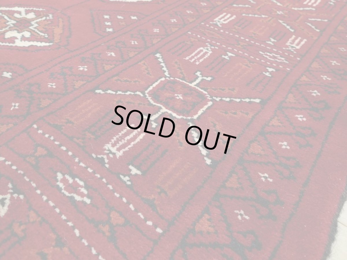 画像14: 新品 ペルシャ 絨毯 トルクメン 縦2.9m 5.8? 6帖 リビング ダイニング 3人掛けソファ サイズ 282 x 205 cm A120 天然 肉厚 ウール 手織り ハンドメイド トライバル ラグ マット カーペット 赤 幾何学模様 民族柄 (14)