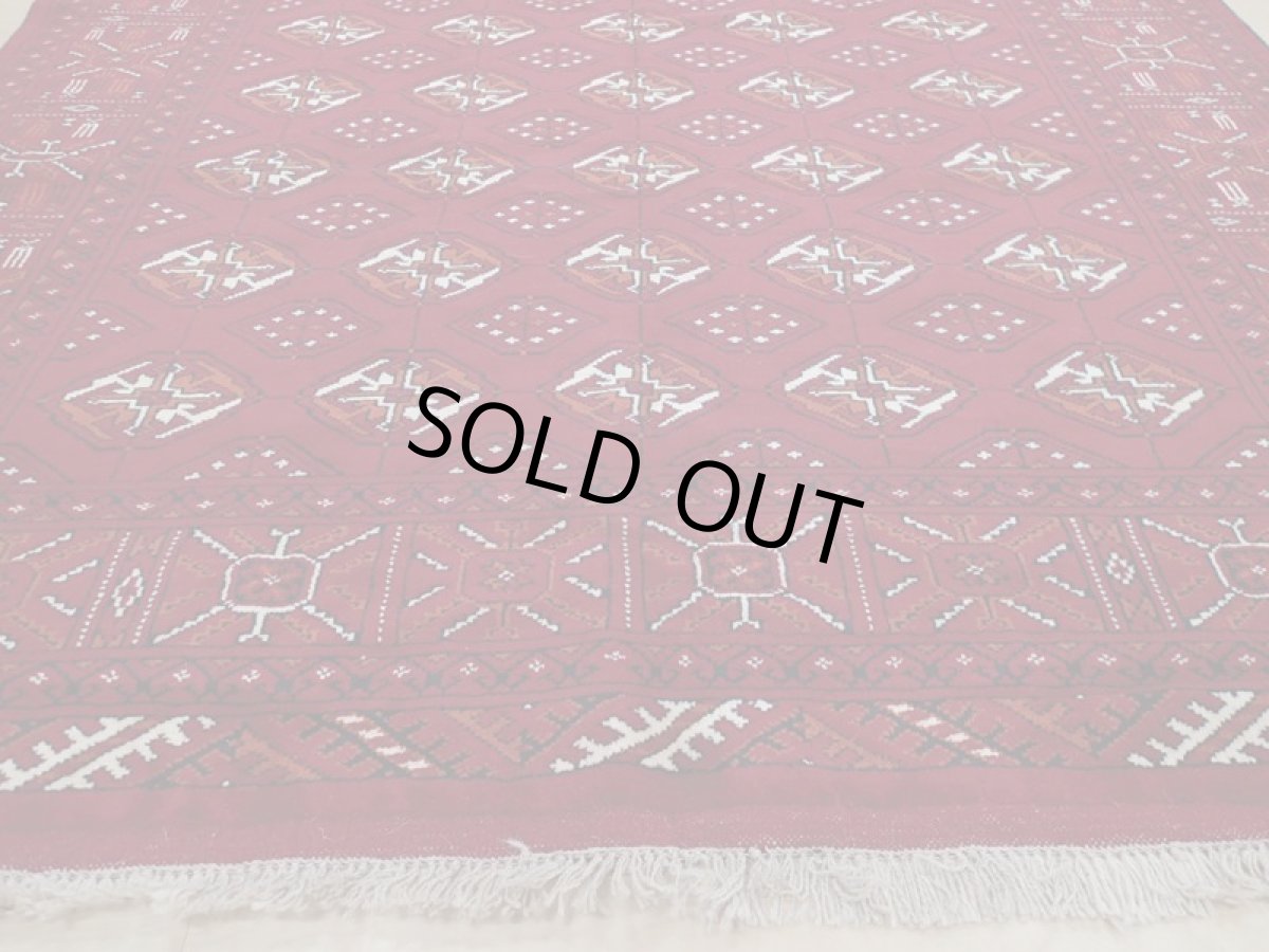 画像7: 新品 ペルシャ 絨毯 トルクメン 縦2.9m 5.8? 6帖 リビング ダイニング 3人掛けソファ サイズ 282 x 205 cm A120 天然 肉厚 ウール 手織り ハンドメイド トライバル ラグ マット カーペット 赤 幾何学模様 民族柄 (7)