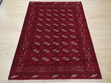 画像5: 新品 ペルシャ 絨毯 トルクメン 縦2.9m 5.8? 6帖 リビング ダイニング 3人掛けソファ サイズ 282 x 205 cm A120 天然 肉厚 ウール 手織り ハンドメイド トライバル ラグ マット カーペット 赤 幾何学模様 民族柄 (5)