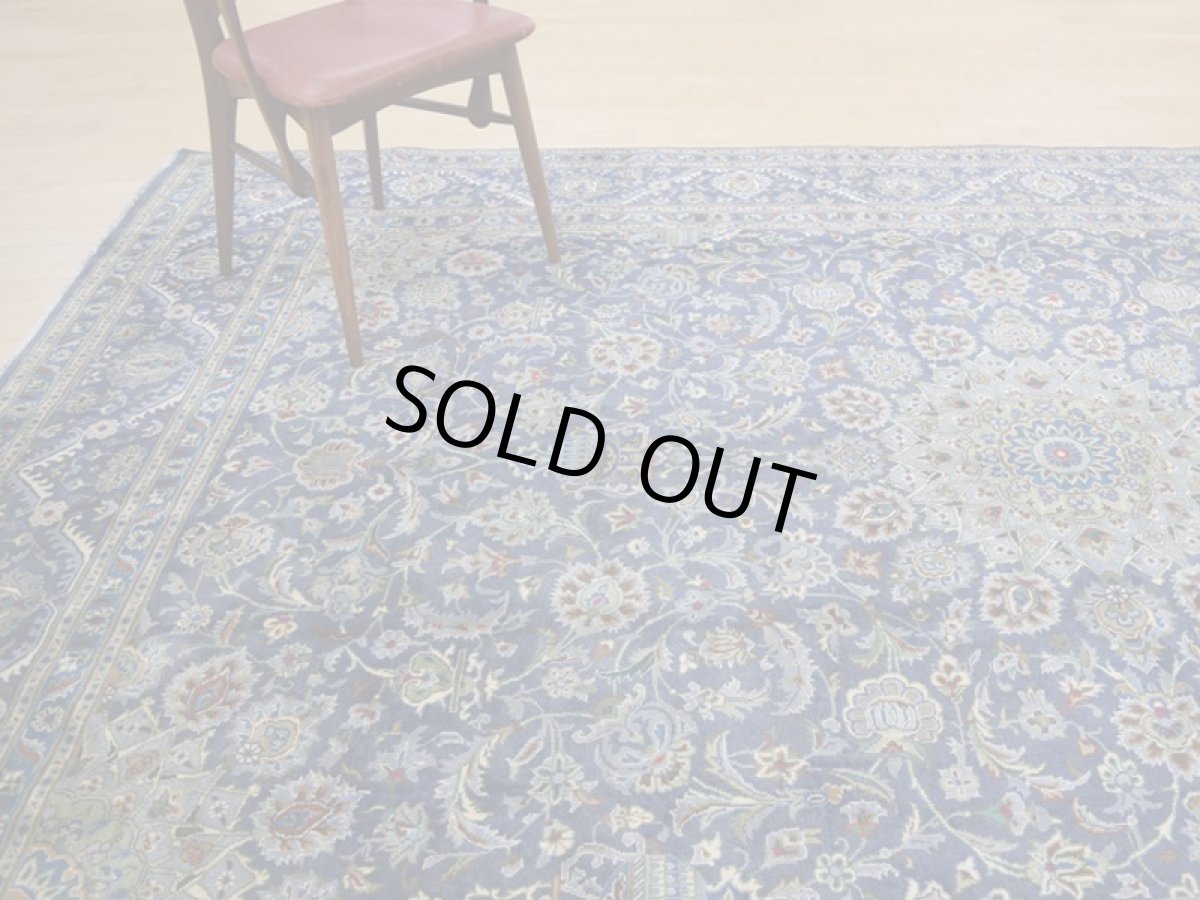 画像2: 良品 ペルシャ 絨毯 カシュマール リビング ダイニング 大判 縦3.3m 8? 6畳 3人掛けソファ サイズ  330 x 240 cm a154 肉厚 天然 ウール 手織り トライバル ラグ 敷物 マット カーペット 青 ブルー ブルショデ メダリオン ヴィンテージ ビンテージ (2)