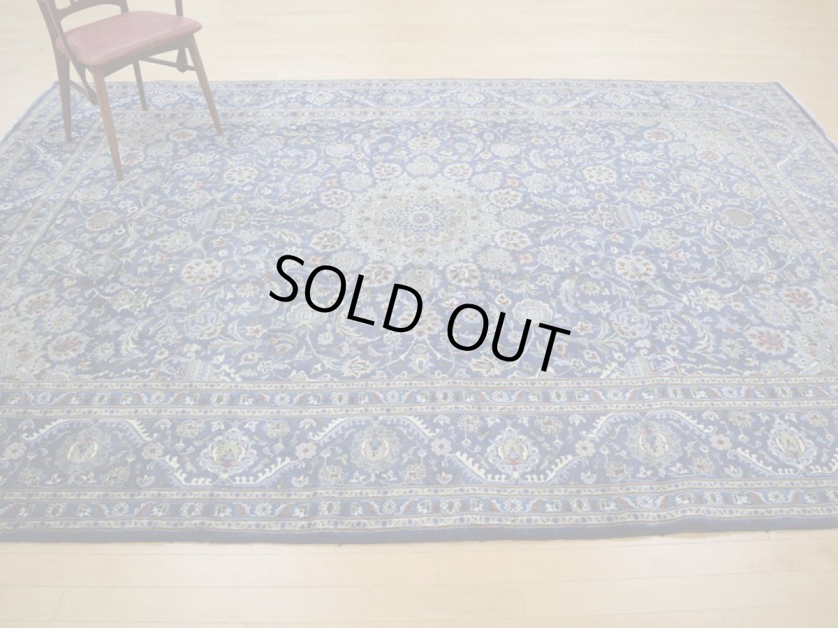 画像3: 良品 ペルシャ 絨毯 カシュマール リビング ダイニング 大判 縦3.3m 8? 6畳 3人掛けソファ サイズ  330 x 240 cm a154 肉厚 天然 ウール 手織り トライバル ラグ 敷物 マット カーペット 青 ブルー ブルショデ メダリオン ヴィンテージ ビンテージ (3)