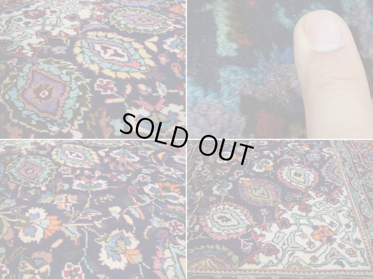 画像16: 良品 ペルシャ 絨毯 タブリーズ 縦3m 6.2? 6帖 リビング ダイニング 3人掛けソファ コーナーソファ 大判 サイズ 300 x 205 cm No.a172 手織り トライバル ラグ 天然 ウール 敷物 マット カーペット 紺 青 メダリオン 草木 花 柄 ヴィンテージ ビンテージ (16)