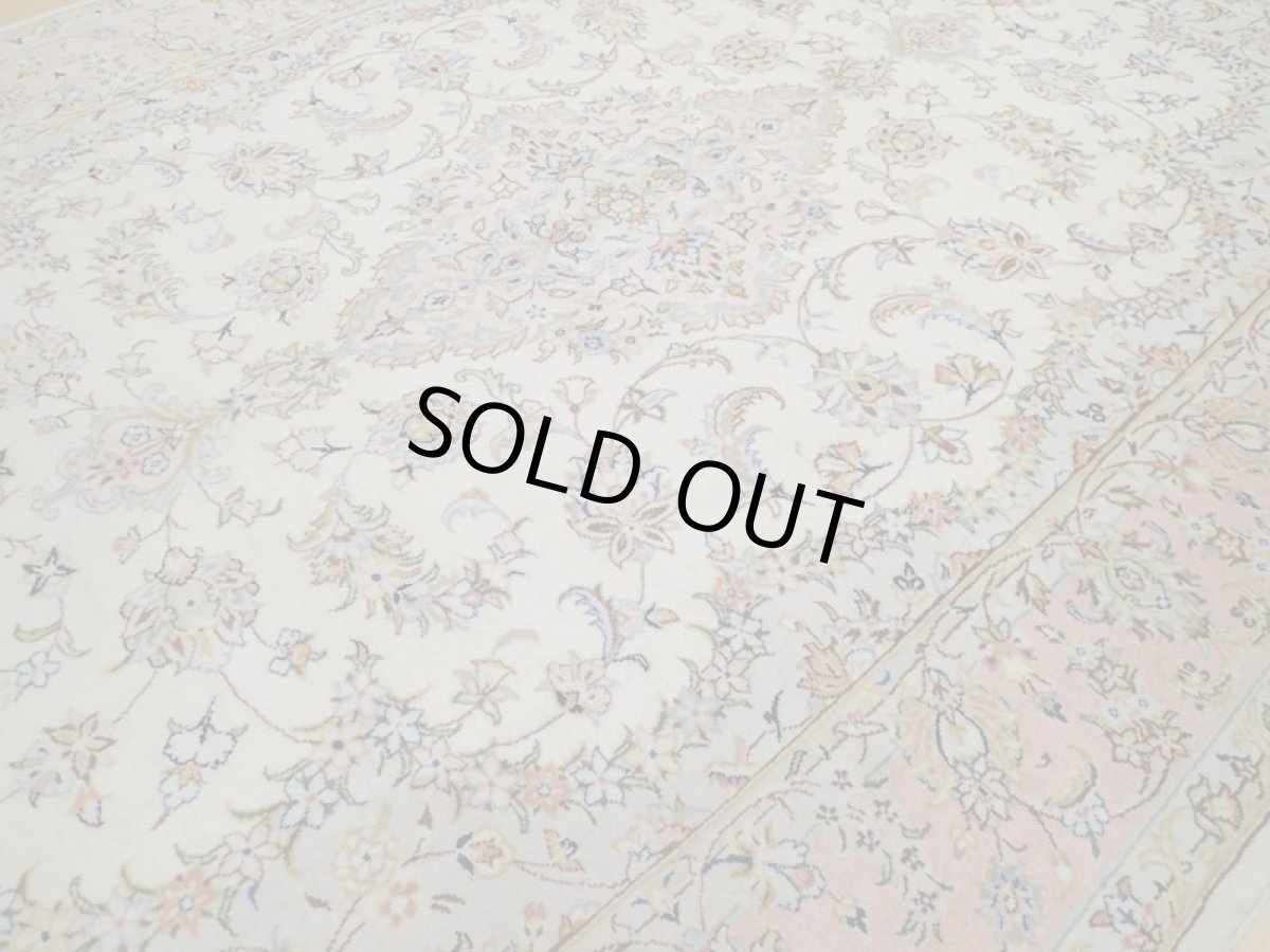 画像9: 美品 ペルシャ 絨毯 カシャーン 工房名入り 縦3.1m 6.3? 6帖 リビング ダイニング 3人掛けソファ コーナーソファ 大判 サイズ 310 x 203 cm No.211 肉厚 ウール 天然 手織り トライバル ラグ 敷物 マット カーペット 生成り ピング メダリオン ヴィンテージ ビンテージ (9)