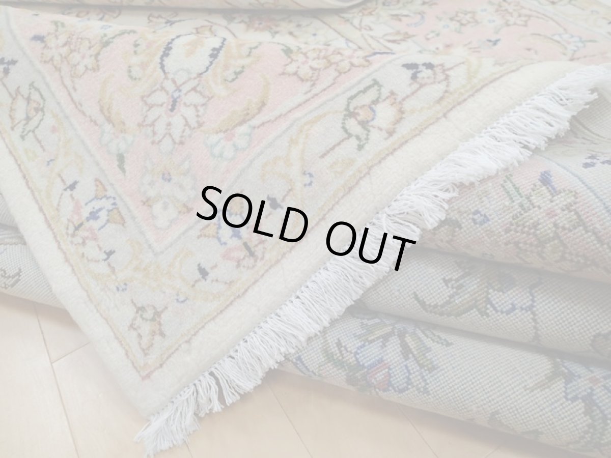 画像14: 美品 ペルシャ 絨毯 カシャーン 工房名入り 縦3.1m 6.3? 6帖 リビング ダイニング 3人掛けソファ コーナーソファ 大判 サイズ 310 x 203 cm No.211 肉厚 ウール 天然 手織り トライバル ラグ 敷物 マット カーペット 生成り ピング メダリオン ヴィンテージ ビンテージ (14)