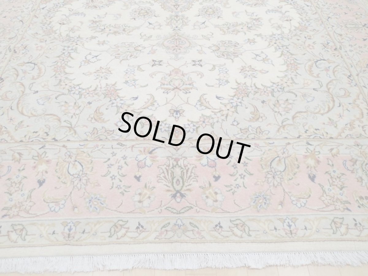 画像6: 美品 ペルシャ 絨毯 カシャーン 工房名入り 縦3.1m 6.3? 6帖 リビング ダイニング 3人掛けソファ コーナーソファ 大判 サイズ 310 x 203 cm No.211 肉厚 ウール 天然 手織り トライバル ラグ 敷物 マット カーペット 生成り ピング メダリオン ヴィンテージ ビンテージ (6)