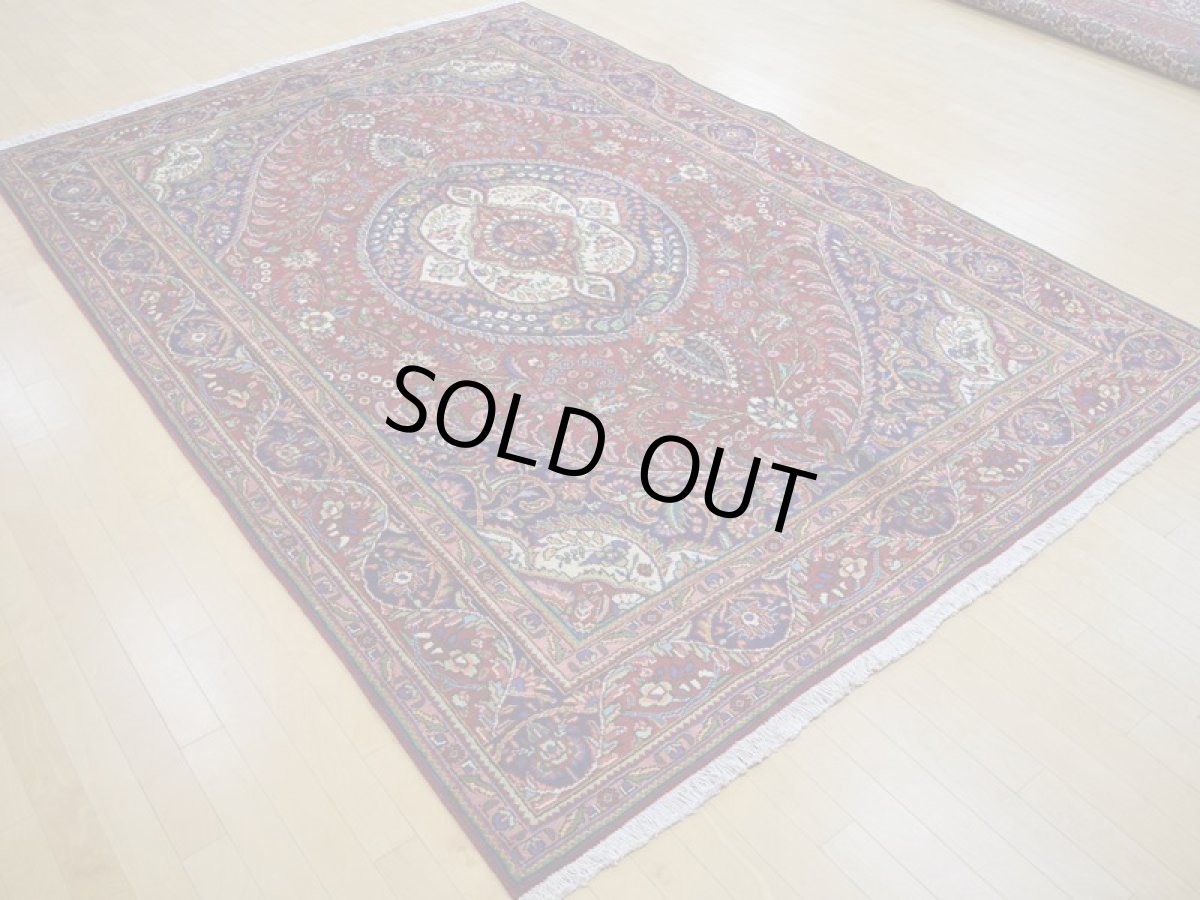 画像7: 良品 ペルシャ 絨毯 タブリーズ 縦3m 6? 6帖 リビング ダイニング 3人掛けソファ コーナーソファ 大判 サイズ 295 x 205 cm No.a130 手織り トライバル ラグ 天然 ウール 敷物 マット カーペット 赤 メダリオン 草木 花 柄 ヴィンテージ ビンテージ (7)