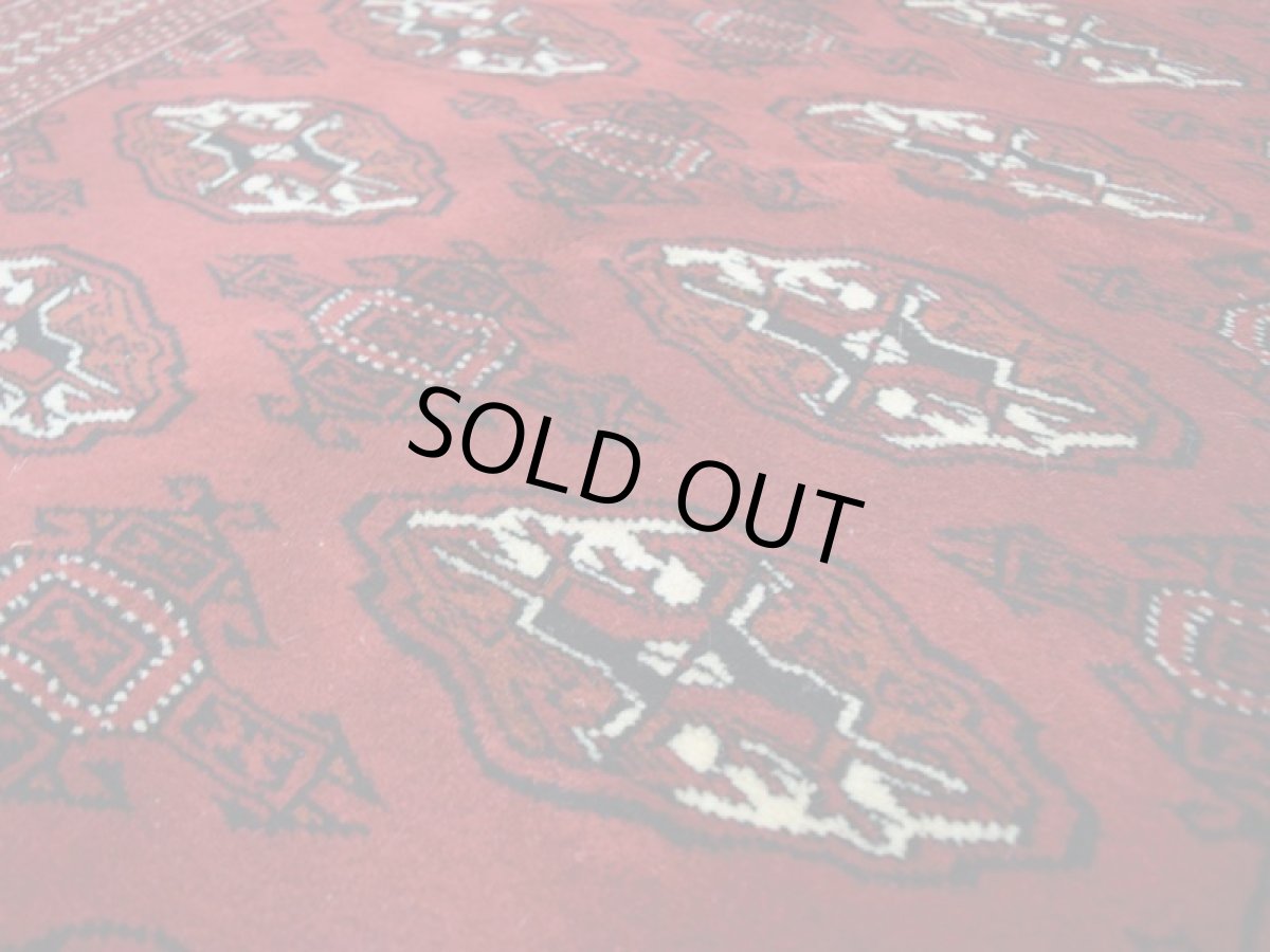 画像15: 新品 ペルシャ 絨毯 トルクメン 縦1.5m アクセント サイズ 150 x 100 cm A140 天然 肉厚 ウール 手織り ハンドメイド トライバル ラグ マット カーペット 赤 エンジ  ギュル 幾何学模様 民族柄 (15)