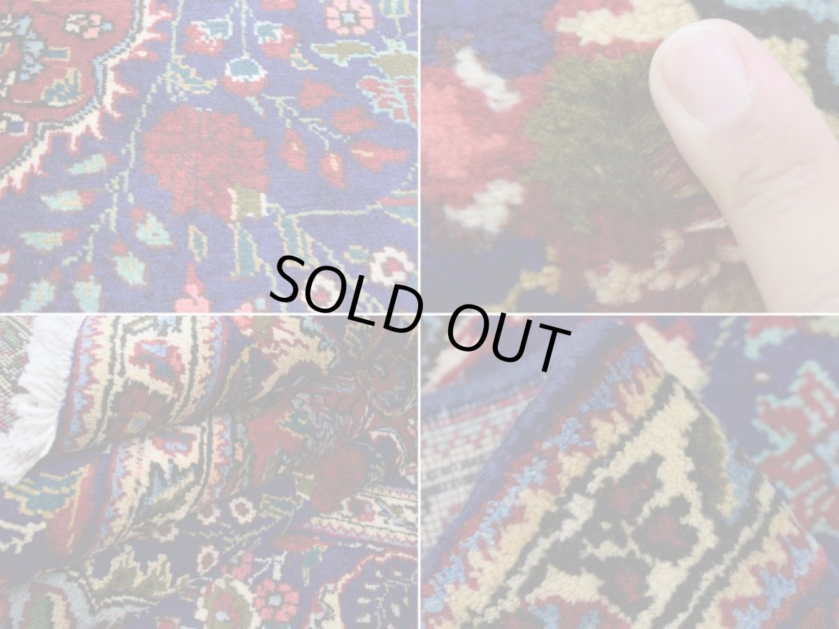 画像18: 良品 ペルシャ 絨毯 タブリーズ 縦3.1m 6.4? 6帖 リビング ダイニング 3人掛けソファ コーナーソファ 大判 サイズ 310 x 205 cm No.a159 手織り トライバル ラグ 天然 ウール 敷物 マット カーペット 紺 青 メダリオン 草木 花 柄 ヴィンテージ ビンテージ (18)