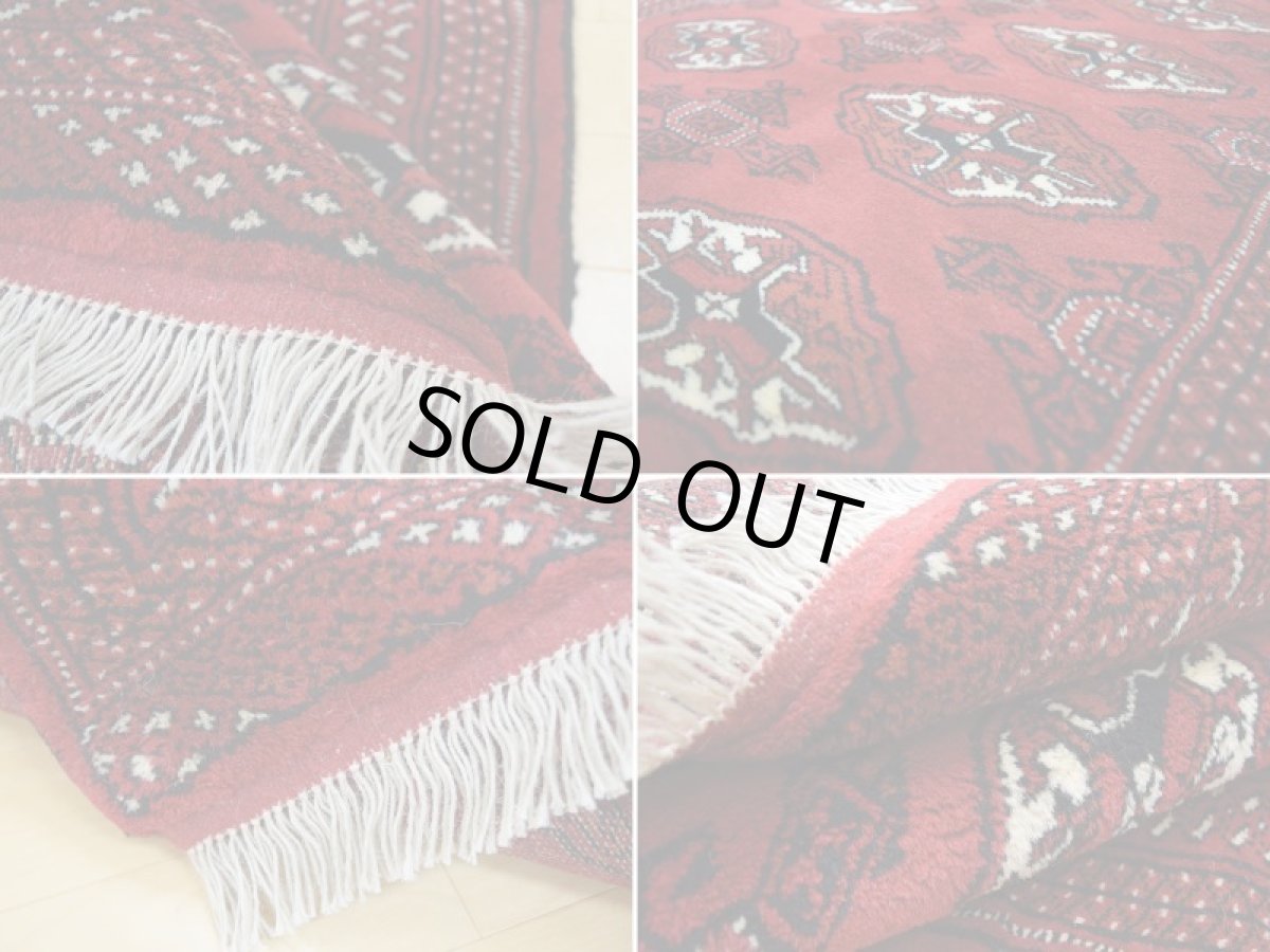 画像19: 新品 ペルシャ 絨毯 トルクメン 縦1.5m アクセント サイズ 150 x 100 cm A140 天然 肉厚 ウール 手織り ハンドメイド トライバル ラグ マット カーペット 赤 エンジ  ギュル 幾何学模様 民族柄 (19)