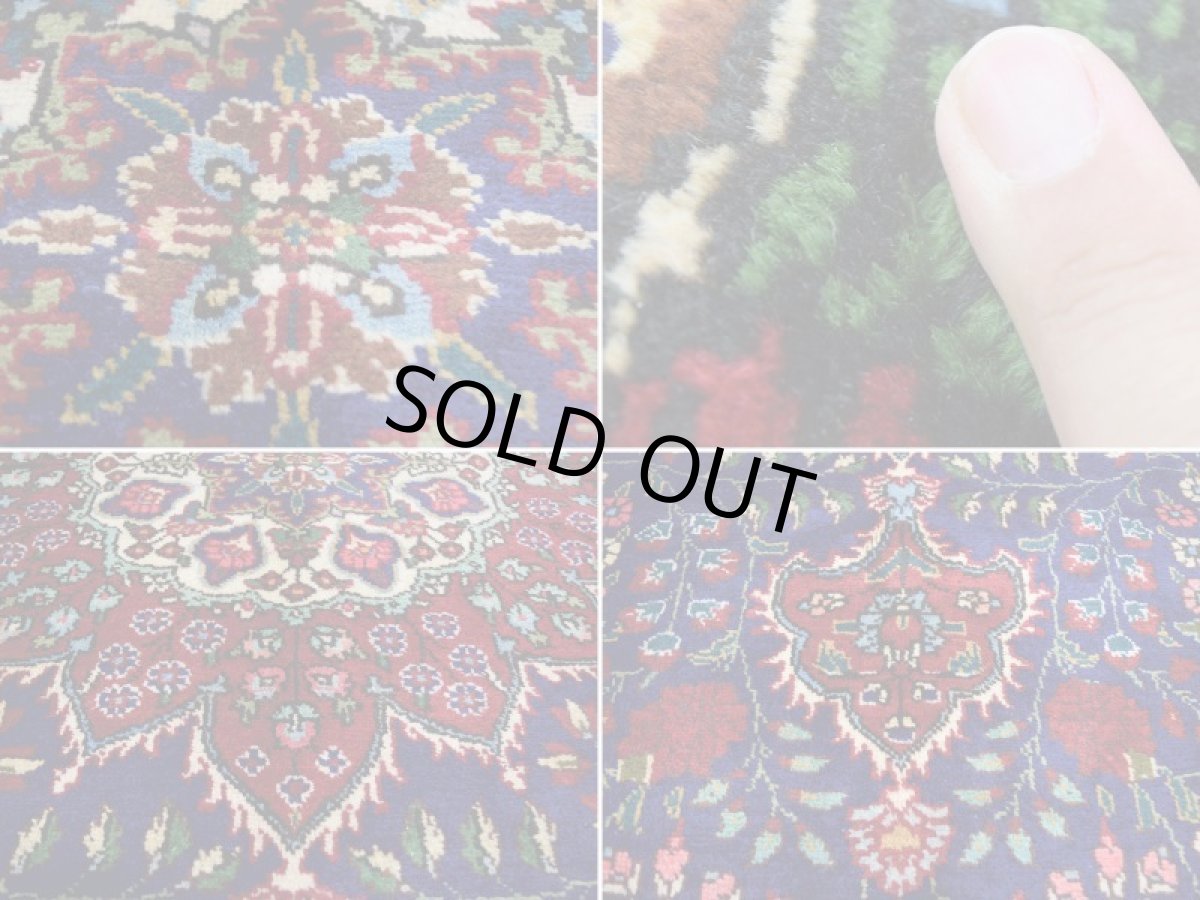 画像15: 良品 ペルシャ 絨毯 タブリーズ 縦3.1m 6.4? 6帖 リビング ダイニング 3人掛けソファ コーナーソファ 大判 サイズ 310 x 205 cm No.a159 手織り トライバル ラグ 天然 ウール 敷物 マット カーペット 紺 青 メダリオン 草木 花 柄 ヴィンテージ ビンテージ (15)