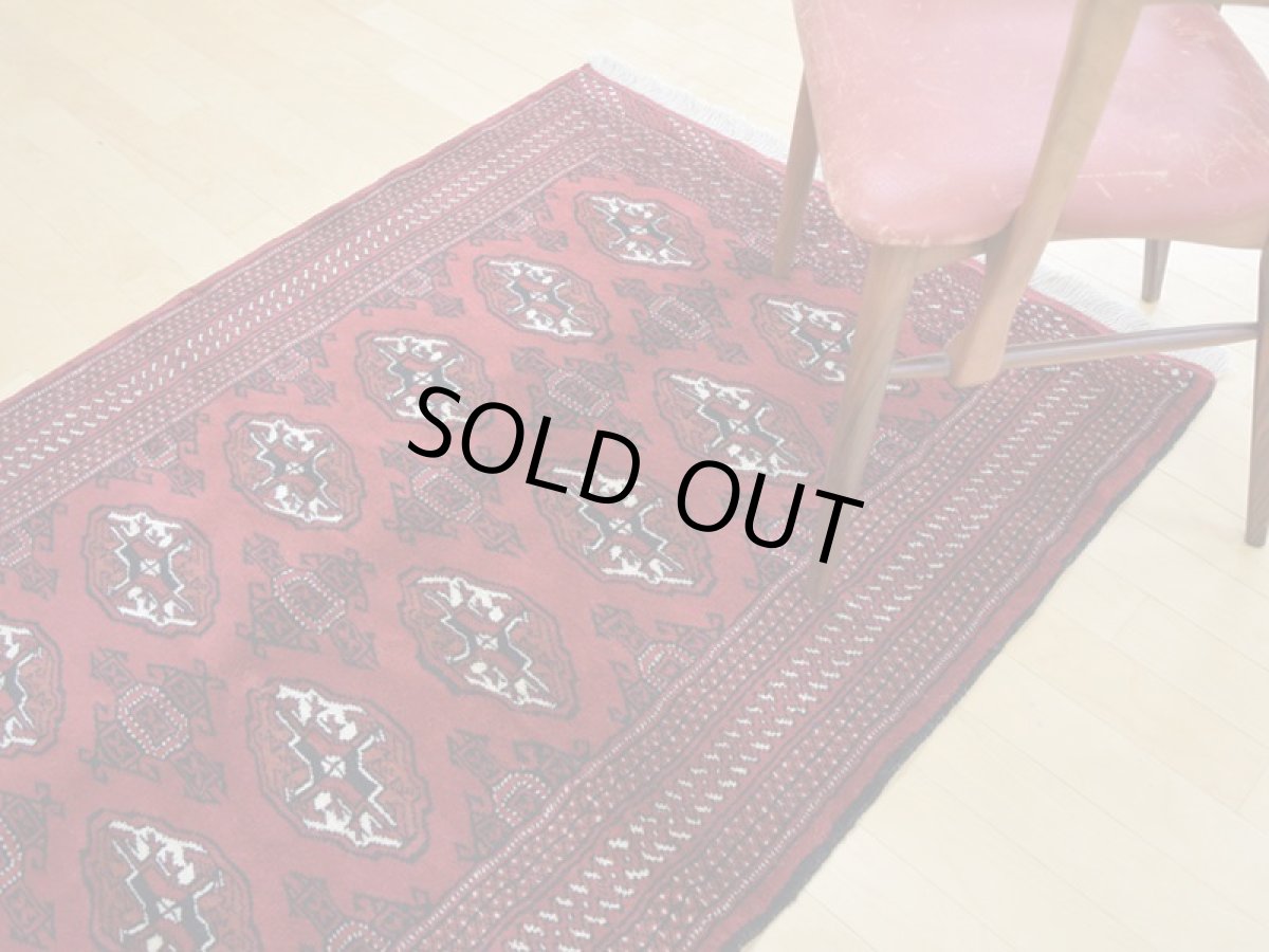 画像7: 新品 ペルシャ 絨毯 トルクメン 縦1.5m アクセント サイズ 150 x 100 cm A140 天然 肉厚 ウール 手織り ハンドメイド トライバル ラグ マット カーペット 赤 エンジ  ギュル 幾何学模様 民族柄 (7)