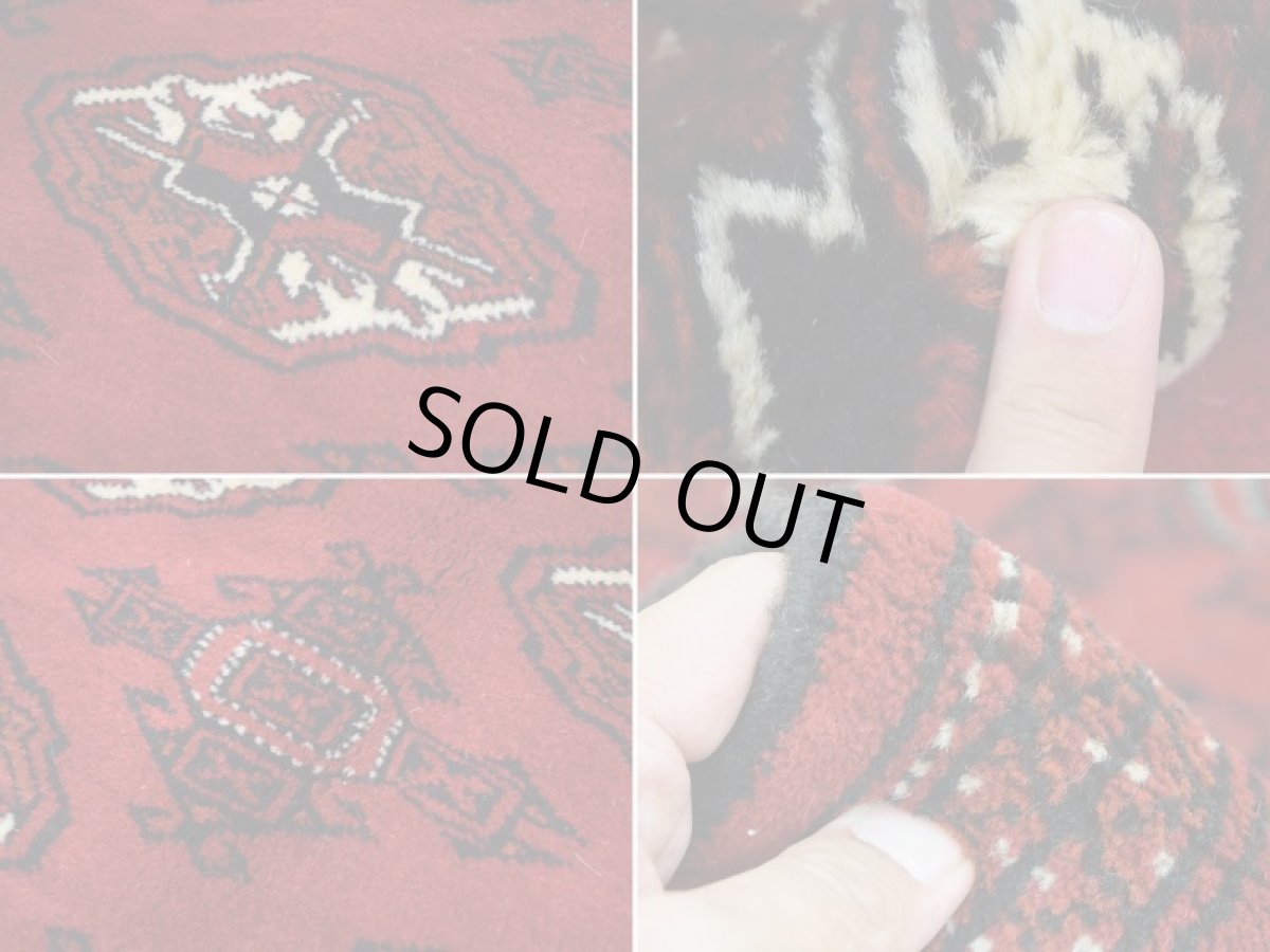 画像18: 新品 ペルシャ 絨毯 トルクメン 縦1.5m アクセント サイズ 150 x 100 cm A140 天然 肉厚 ウール 手織り ハンドメイド トライバル ラグ マット カーペット 赤 エンジ  ギュル 幾何学模様 民族柄 (18)