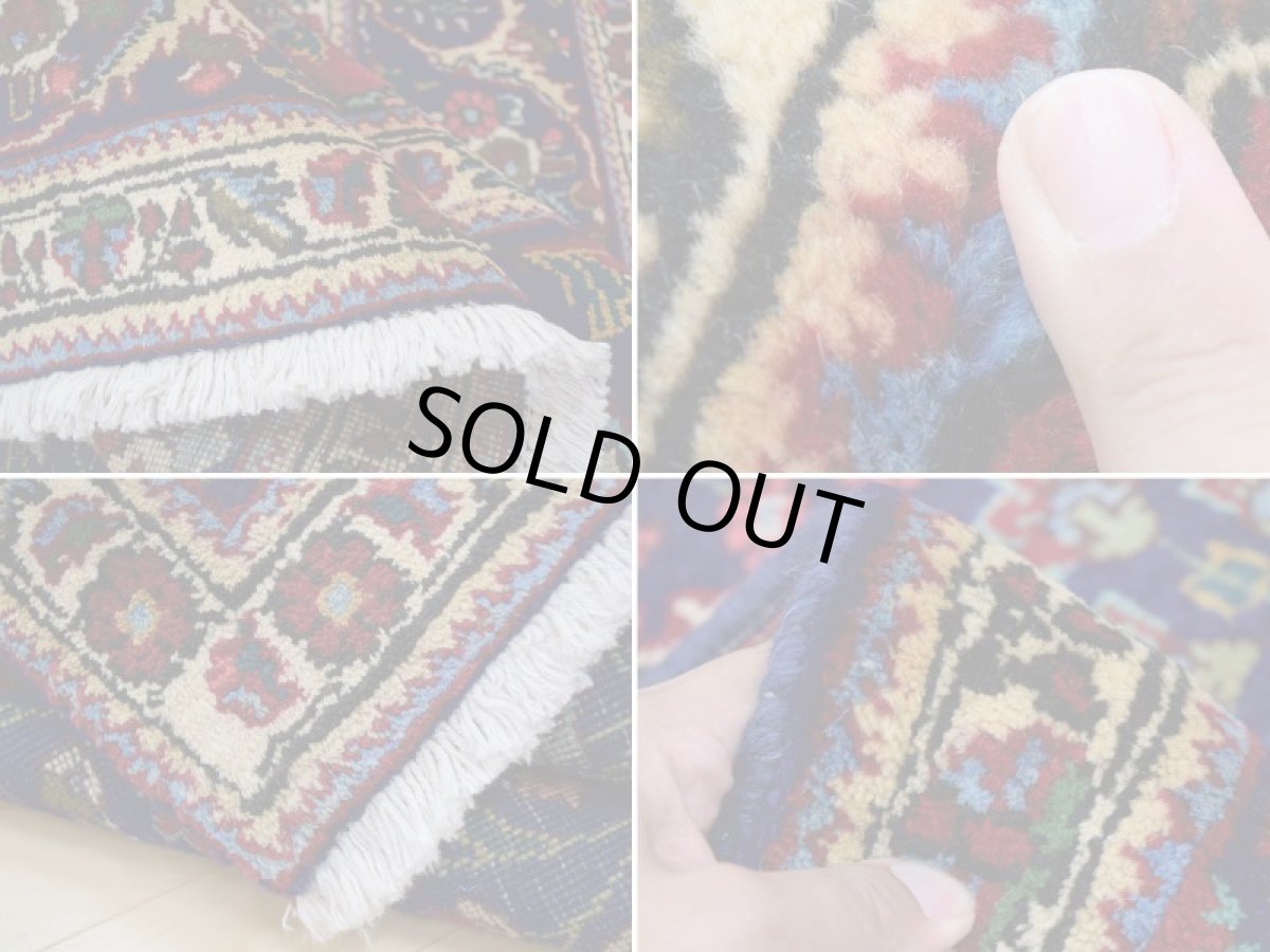 画像17: 良品 ペルシャ 絨毯 タブリーズ 縦3.1m 6.4? 6帖 リビング ダイニング 3人掛けソファ コーナーソファ 大判 サイズ 310 x 205 cm No.a159 手織り トライバル ラグ 天然 ウール 敷物 マット カーペット 紺 青 メダリオン 草木 花 柄 ヴィンテージ ビンテージ (17)