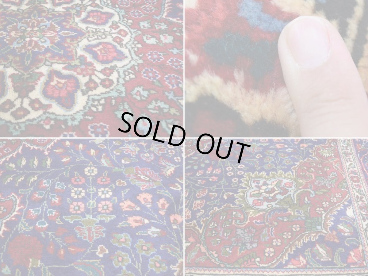 画像16: 良品 ペルシャ 絨毯 タブリーズ 縦3.1m 6.4? 6帖 リビング ダイニング 3人掛けソファ コーナーソファ 大判 サイズ 310 x 205 cm No.a159 手織り トライバル ラグ 天然 ウール 敷物 マット カーペット 紺 青 メダリオン 草木 花 柄 ヴィンテージ ビンテージ (16)