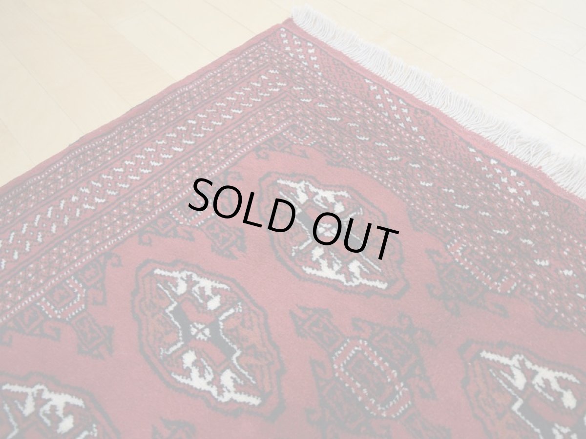 画像8: 新品 ペルシャ 絨毯 トルクメン 縦1.5m アクセント サイズ 150 x 100 cm A140 天然 肉厚 ウール 手織り ハンドメイド トライバル ラグ マット カーペット 赤 エンジ  ギュル 幾何学模様 民族柄 (8)