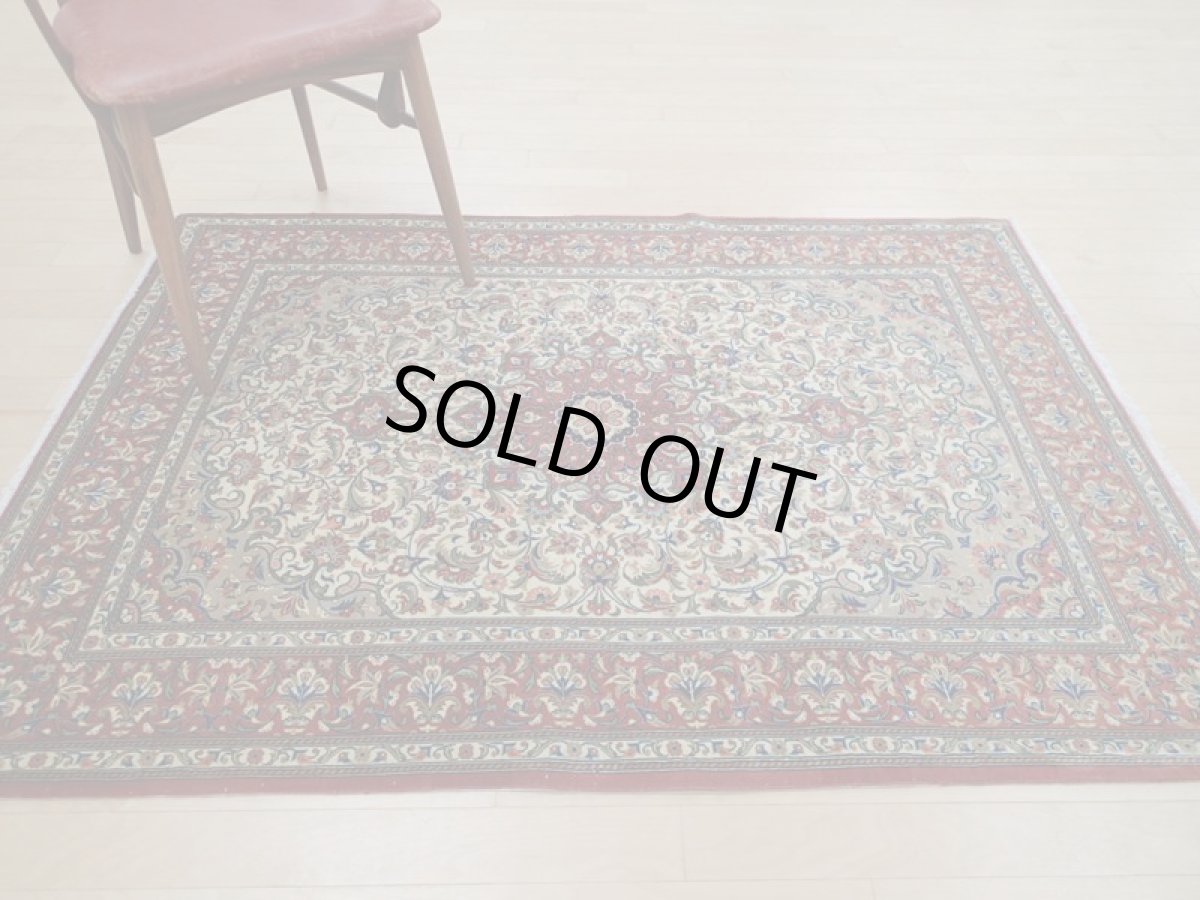 画像3: 良品 ペルシャ 絨毯 クム 縦1.6m センターテーブル 2人掛け ソファ デスク 足元 サイズ  155 x 105 cm No.205 天然 ウール 手織り ラグ ハンドメイド カーペット 敷物 b-205-155105s014 (3)