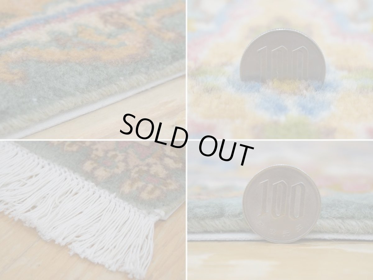 画像20: 美品 ペルシャ 絨毯 ケルマン 産 縦2.5m 3.8? 3帖 リビング ダイニング 3人掛けソファ コーナーソファ 大判 サイズ 247 x 155 cm No.258 天然 肉厚 ウール 手織り トライバル ラグ ハンドメイド マット カーペット エメラルドグリーン ヴィンテージ ビンテージ a-258-247155s006-087 (20)