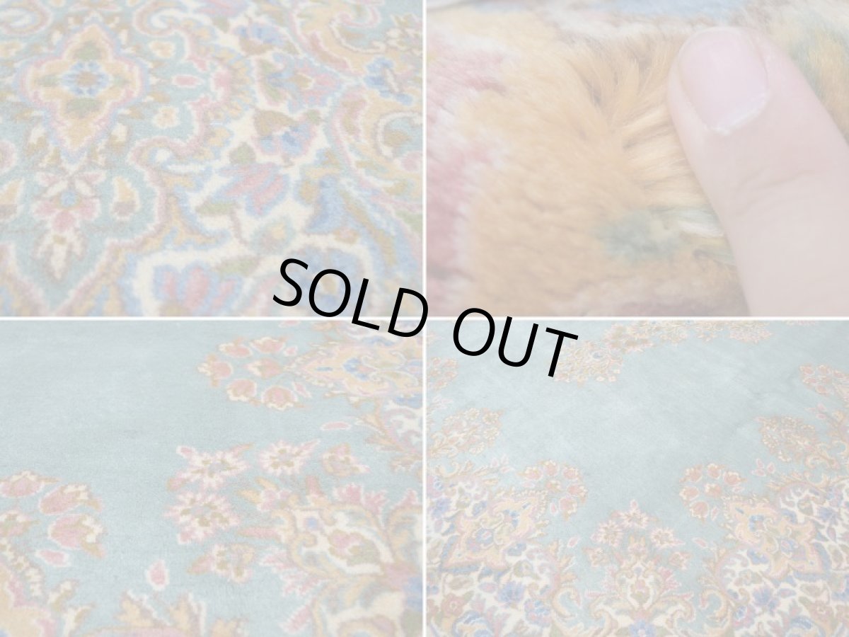 画像17: 美品 ペルシャ 絨毯 ケルマン 産 縦2.5m 3.8? 3帖 リビング ダイニング 3人掛けソファ コーナーソファ 大判 サイズ 247 x 155 cm No.258 天然 肉厚 ウール 手織り トライバル ラグ ハンドメイド マット カーペット エメラルドグリーン ヴィンテージ ビンテージ a-258-247155s006-087 (17)