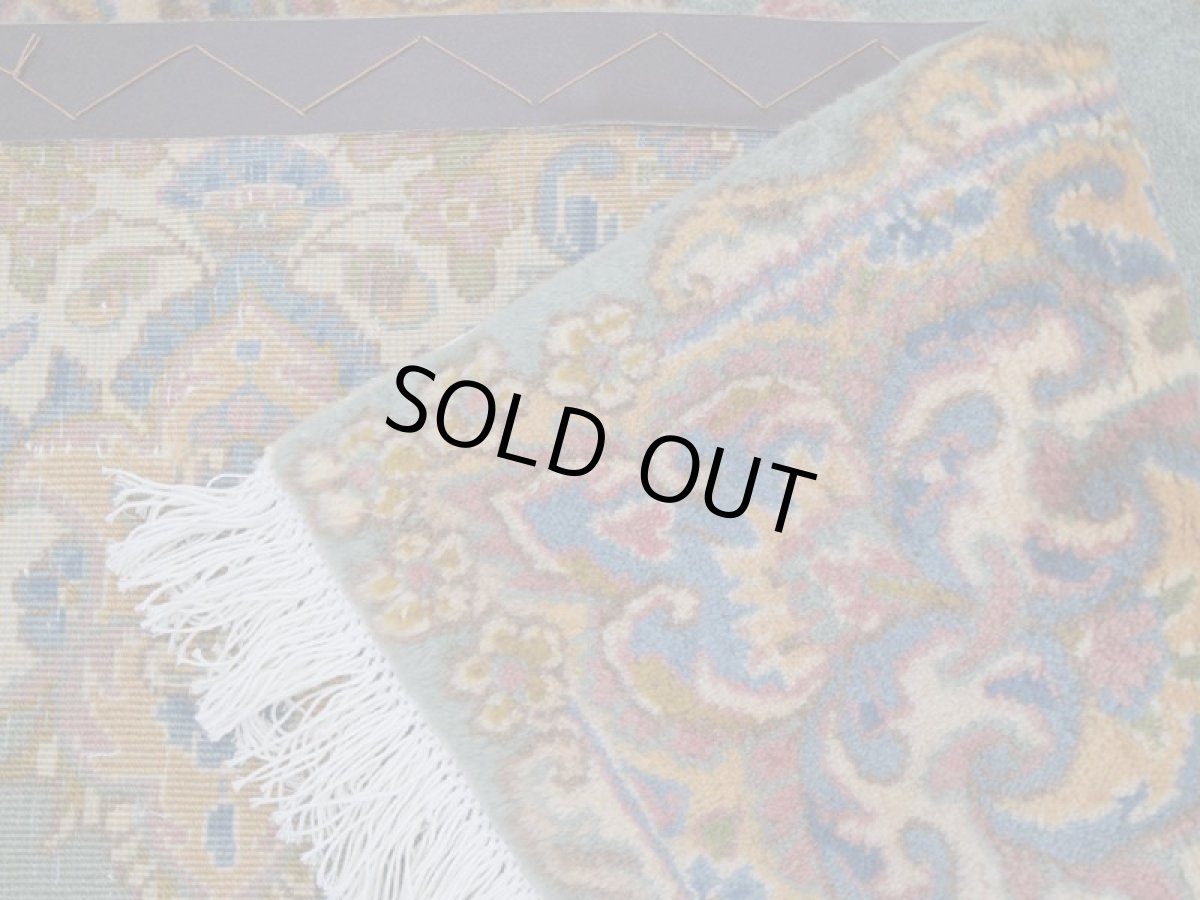 画像15: 美品 ペルシャ 絨毯 ケルマン 産 縦2.5m 3.8? 3帖 リビング ダイニング 3人掛けソファ コーナーソファ 大判 サイズ 247 x 155 cm No.258 天然 肉厚 ウール 手織り トライバル ラグ ハンドメイド マット カーペット エメラルドグリーン ヴィンテージ ビンテージ a-258-247155s006-087 (15)