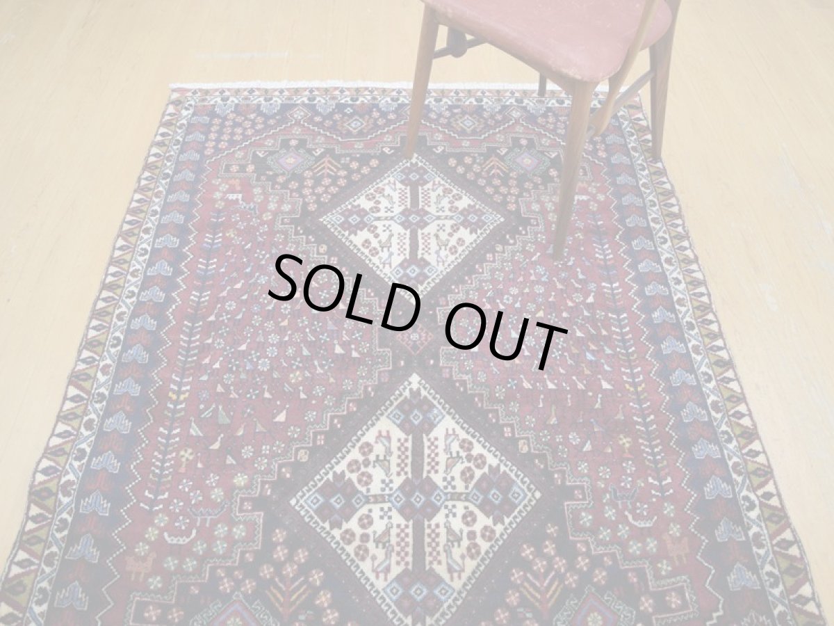 画像5: 良品 ペルシャ 絨毯 シールジャーン 縦1.7m 2.2㎡ 2帖 リビング センターテーブル 2人掛けソファ サイズ 170 x 130 cm E111 天然 肉厚 ウール 手織り ハンドメイド トライバル ラグ 部族絨毯 マット カーペット 赤茶 エンジ 動物 幾何学模様 民族柄 b-E111-170130h003 (5)