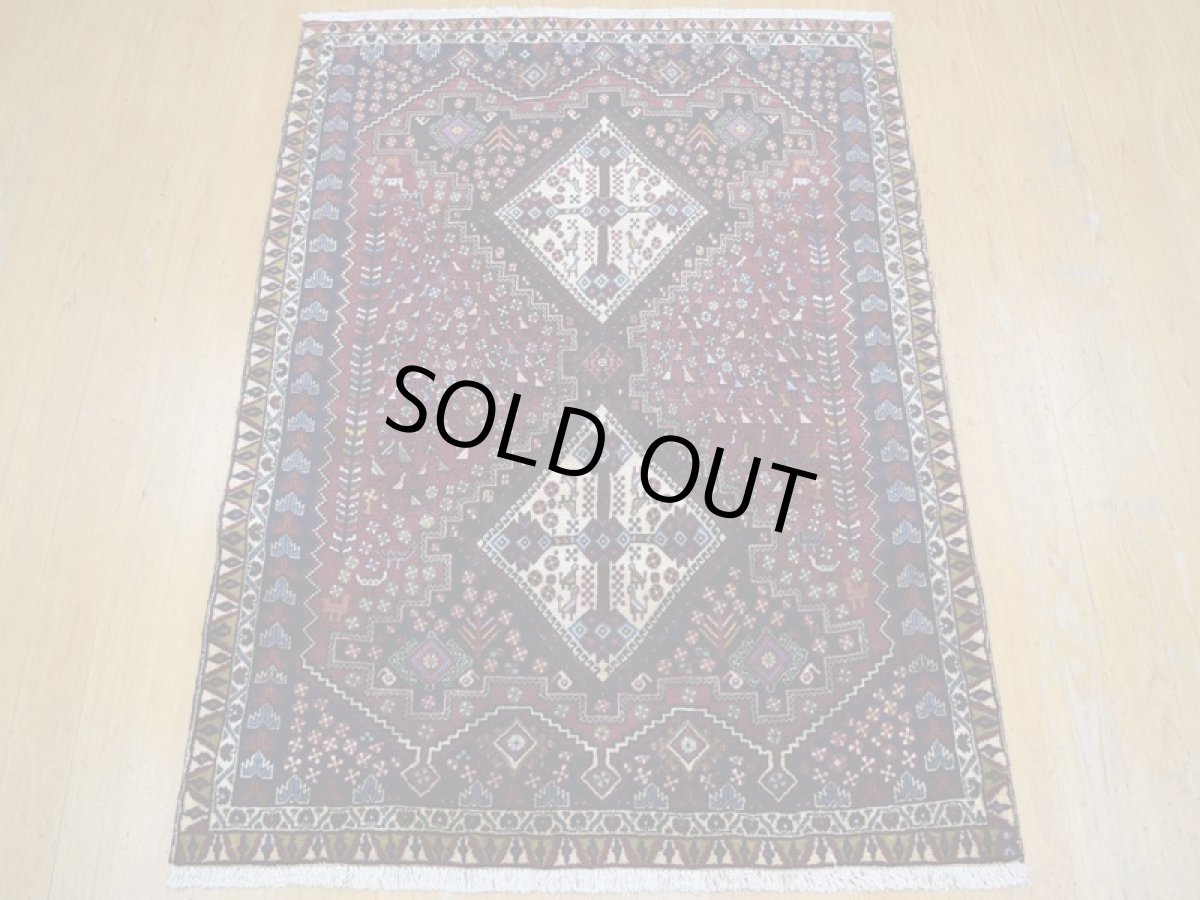 画像4: 良品 ペルシャ 絨毯 シールジャーン 縦1.7m 2.2㎡ 2帖 リビング センターテーブル 2人掛けソファ サイズ 170 x 130 cm E111 天然 肉厚 ウール 手織り ハンドメイド トライバル ラグ 部族絨毯 マット カーペット 赤茶 エンジ 動物 幾何学模様 民族柄 b-E111-170130h003 (4)