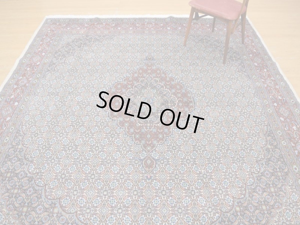 画像5: 美品 ペルシャ 絨毯 ムード 縦3m 7.5? 6帖 リビング ダイニング サイズ 3人掛け ソファ サイズ 294 x 254 cm No.263 天然 肉厚 ウール シルク 手織り ハンドメイド トライバル ラグ マット 敷物 カーペット クリーム マヒ ヘラティ 柄 スクエアタイプ 正方形 a-263-294254s008-0401 (5)