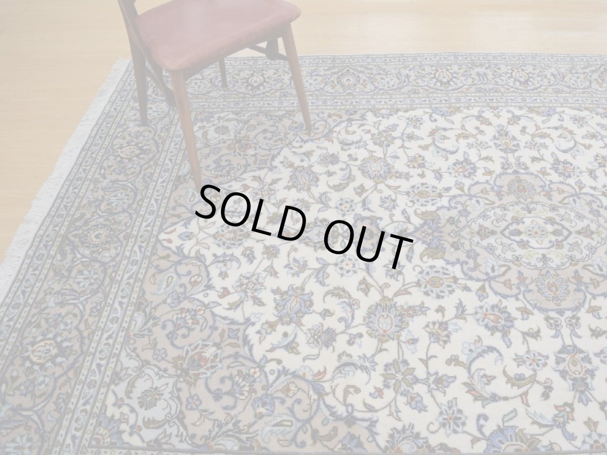 画像2: 美品 ペルシャ 絨毯 カシャーン 縦3m 6.2? 6帖 リビング ダイニング 3人掛けソファ コーナーソファ 大判 サイズ 296 x 207 cm No.277 ウール 天然 手織り トライバル ラグ 敷物 マット カーペット 生成り クリーム メダリオン ヴィンテージ ビンテージ a-277-296207s055-517 (2)