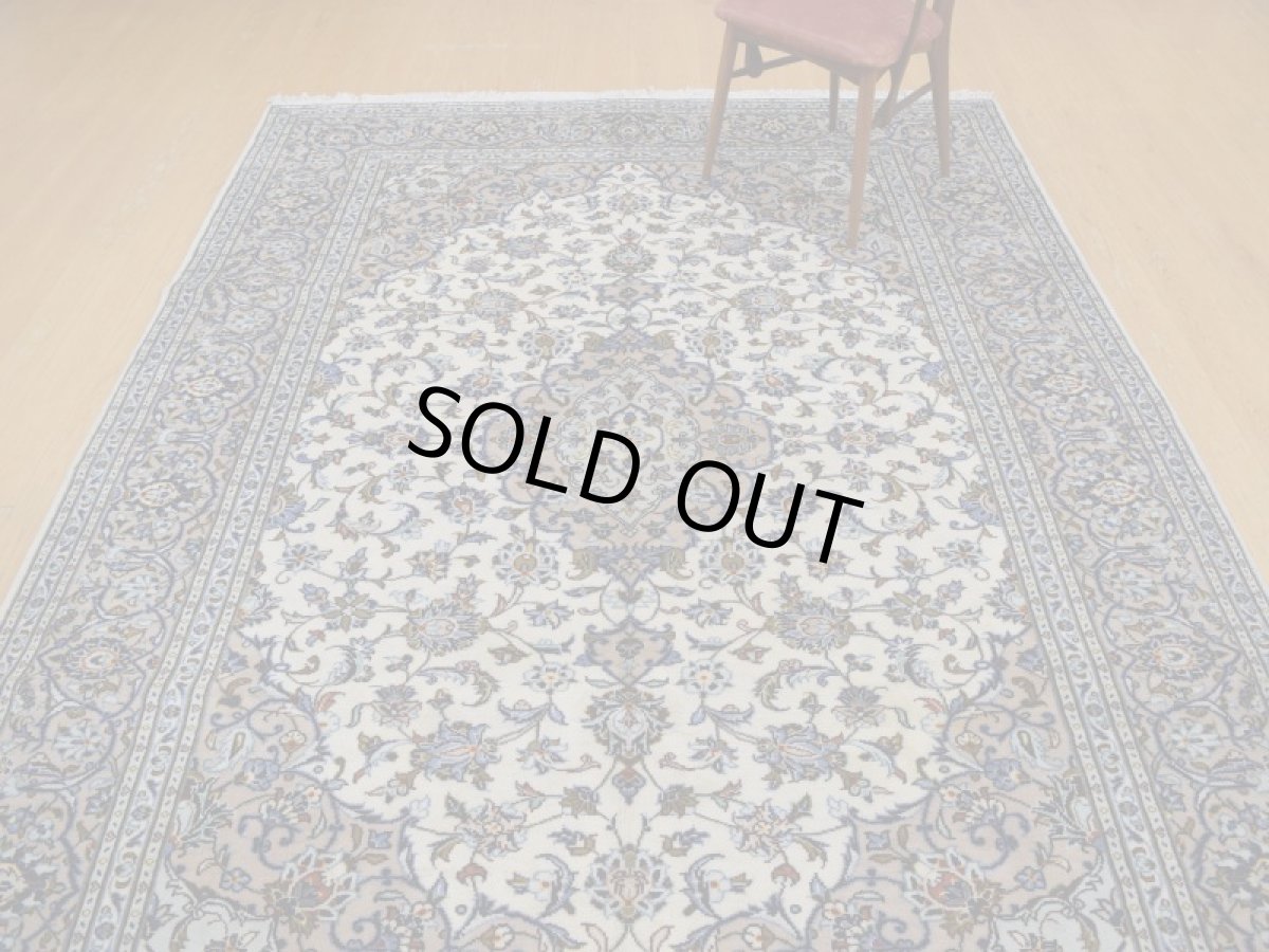 画像5: 美品 ペルシャ 絨毯 カシャーン 縦3m 6.2? 6帖 リビング ダイニング 3人掛けソファ コーナーソファ 大判 サイズ 296 x 207 cm No.277 ウール 天然 手織り トライバル ラグ 敷物 マット カーペット 生成り クリーム メダリオン ヴィンテージ ビンテージ a-277-296207s055-517 (5)