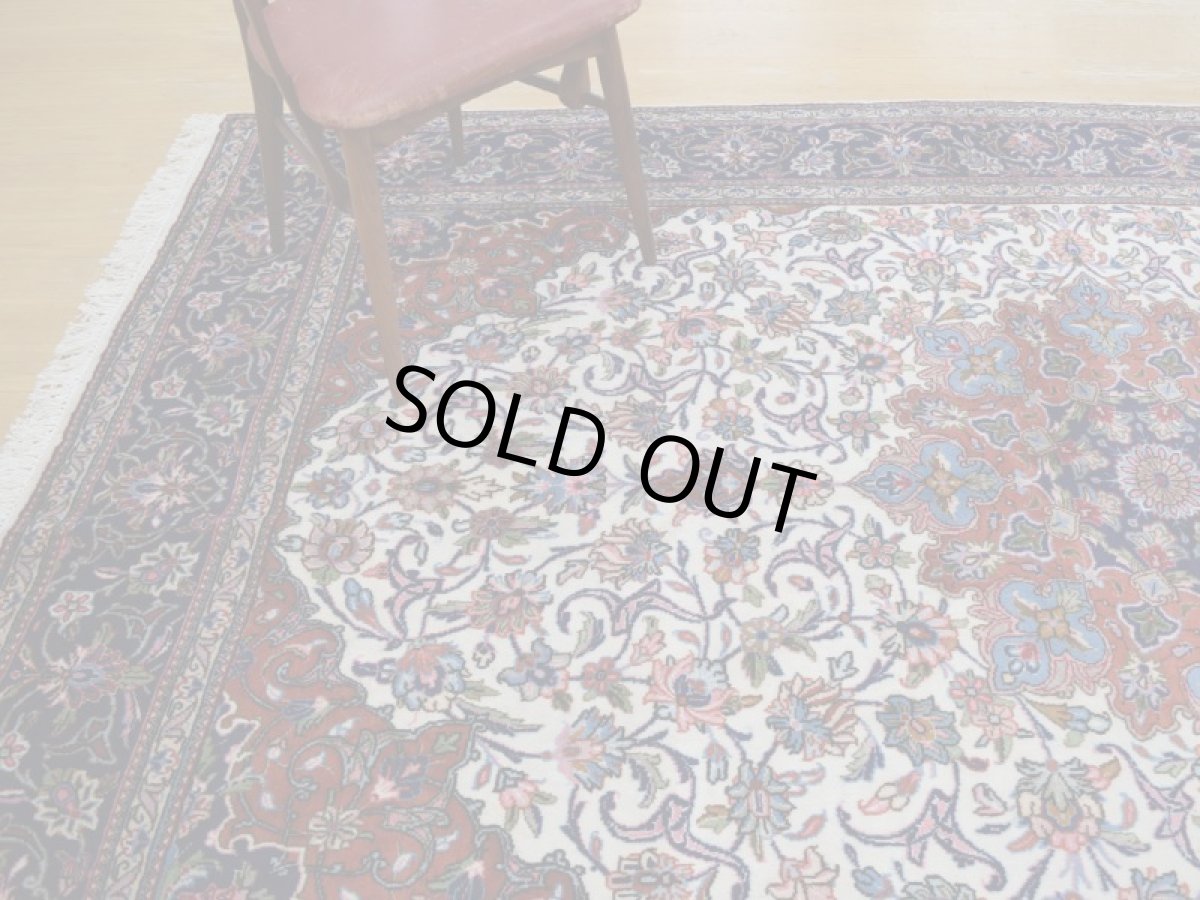 画像2: 美品 ペルシャ 絨毯 ヤズド 縦3m 6? 6帖 リビング ダイニング 3人掛けソファ コーナーソファ 大判 サイズ 304 x 196 cm No.336 ウール 天然 手織り トライバル ラグ 敷物 マット カーペット 生成り クリーム メダリオン ヴィンテージ ビンテージ a-336-304196s056-548 (2)