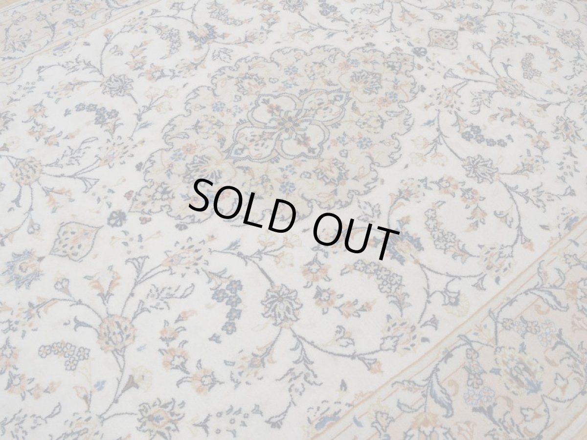 画像10: 美品 ペルシャ 絨毯 カシャーン 縦3m 5.8㎡ 6帖 リビング ダイニング 3人掛けソファ コーナーソファ 大判 サイズ 291 x 195 cm No.268 肉厚 ウール 天然 手織り トライバル ラグ 敷物 マット カーペット 生成り クリーム ピンク メダリオン ヴィンテージ ビンテージ (10)