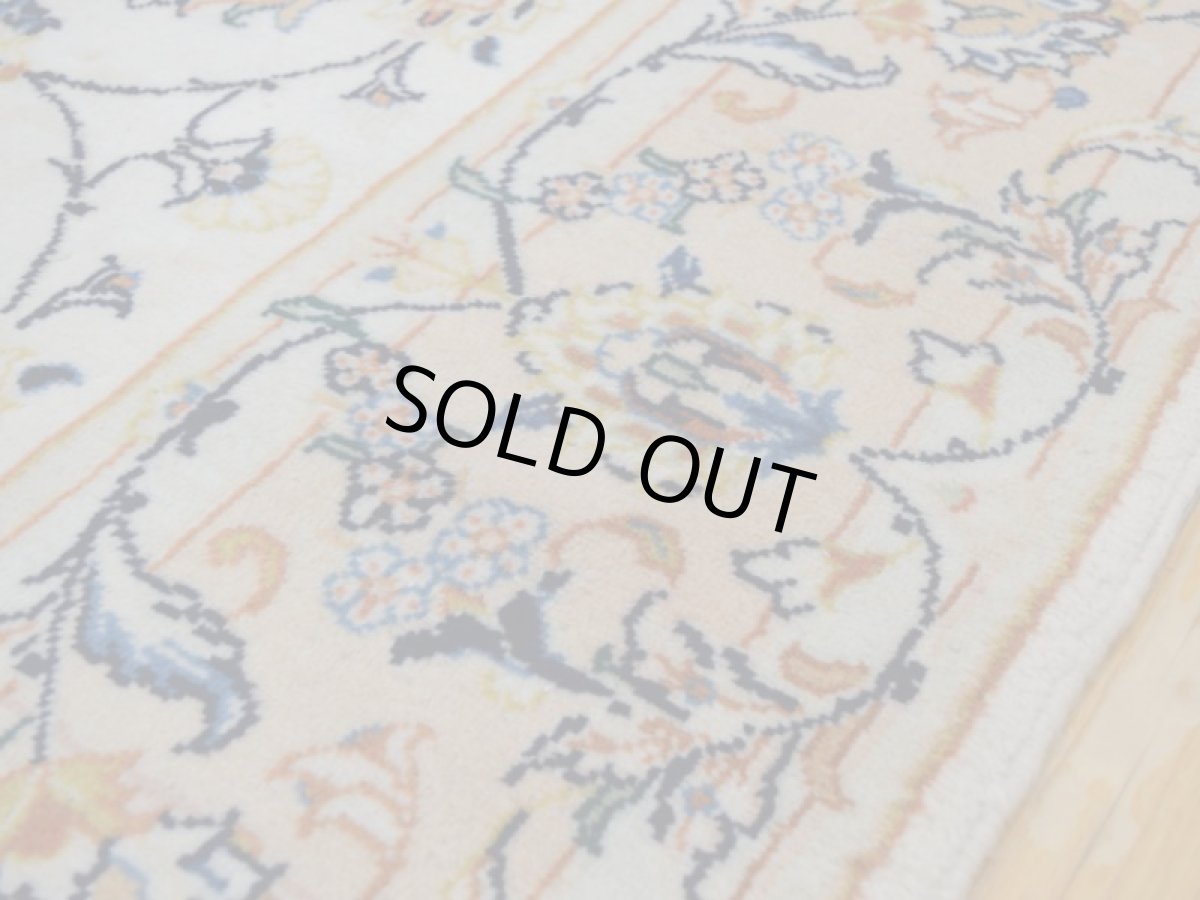 画像13: 美品 ペルシャ 絨毯 カシャーン 縦3m 5.8㎡ 6帖 リビング ダイニング 3人掛けソファ コーナーソファ 大判 サイズ 291 x 195 cm No.268 肉厚 ウール 天然 手織り トライバル ラグ 敷物 マット カーペット 生成り クリーム ピンク メダリオン ヴィンテージ ビンテージ (13)